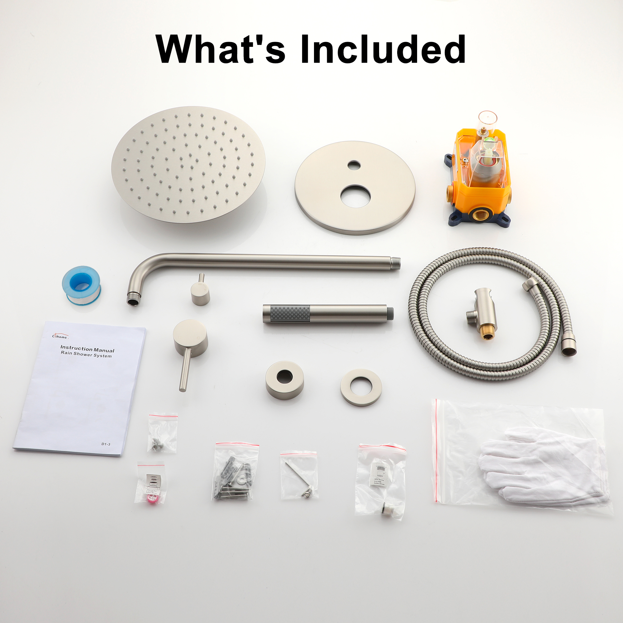 10-Inch Triple Function Wall Mounted Round Shower System with Tub Outlet