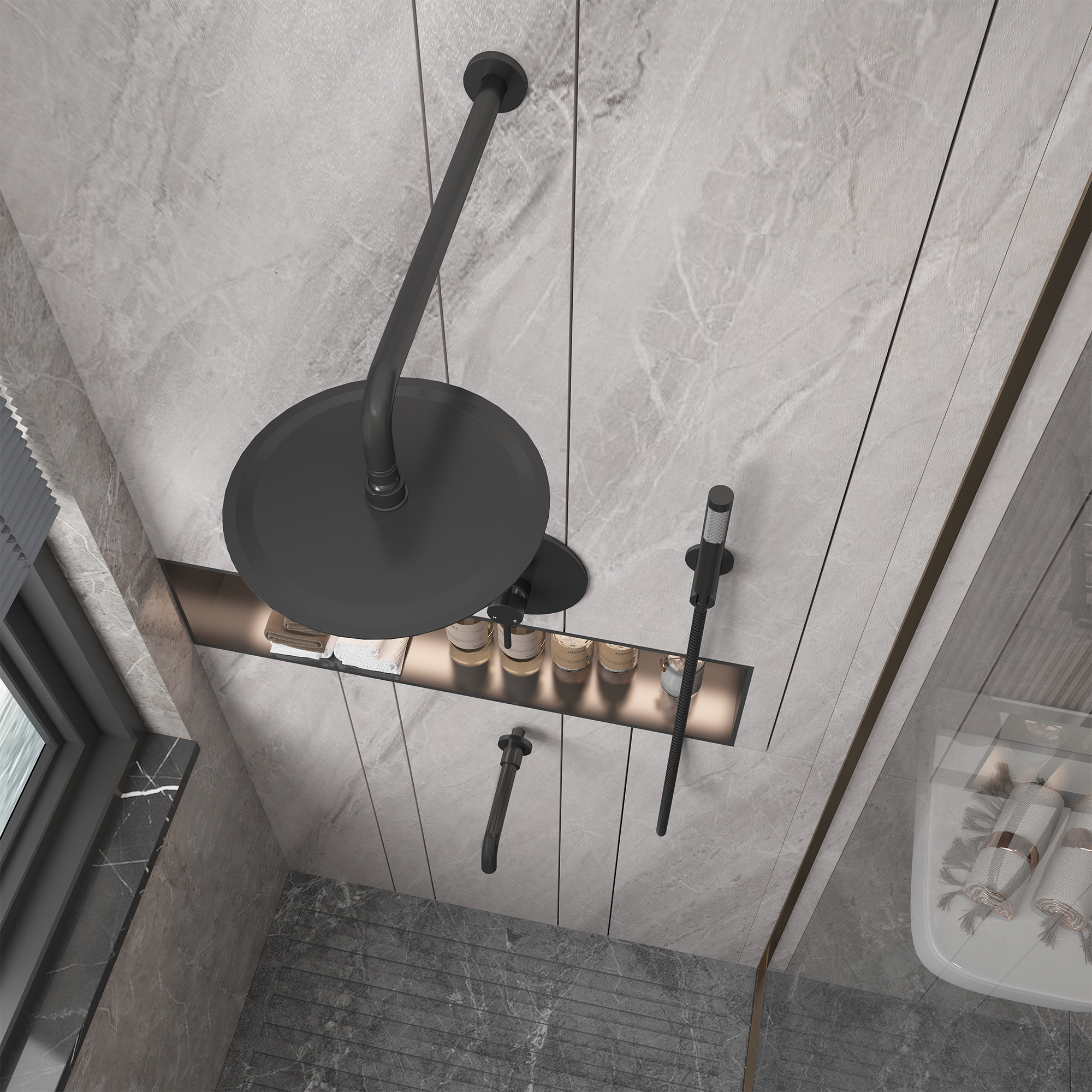 10-Inch Triple Function Wall Mounted Round Shower System with Tub Outlet