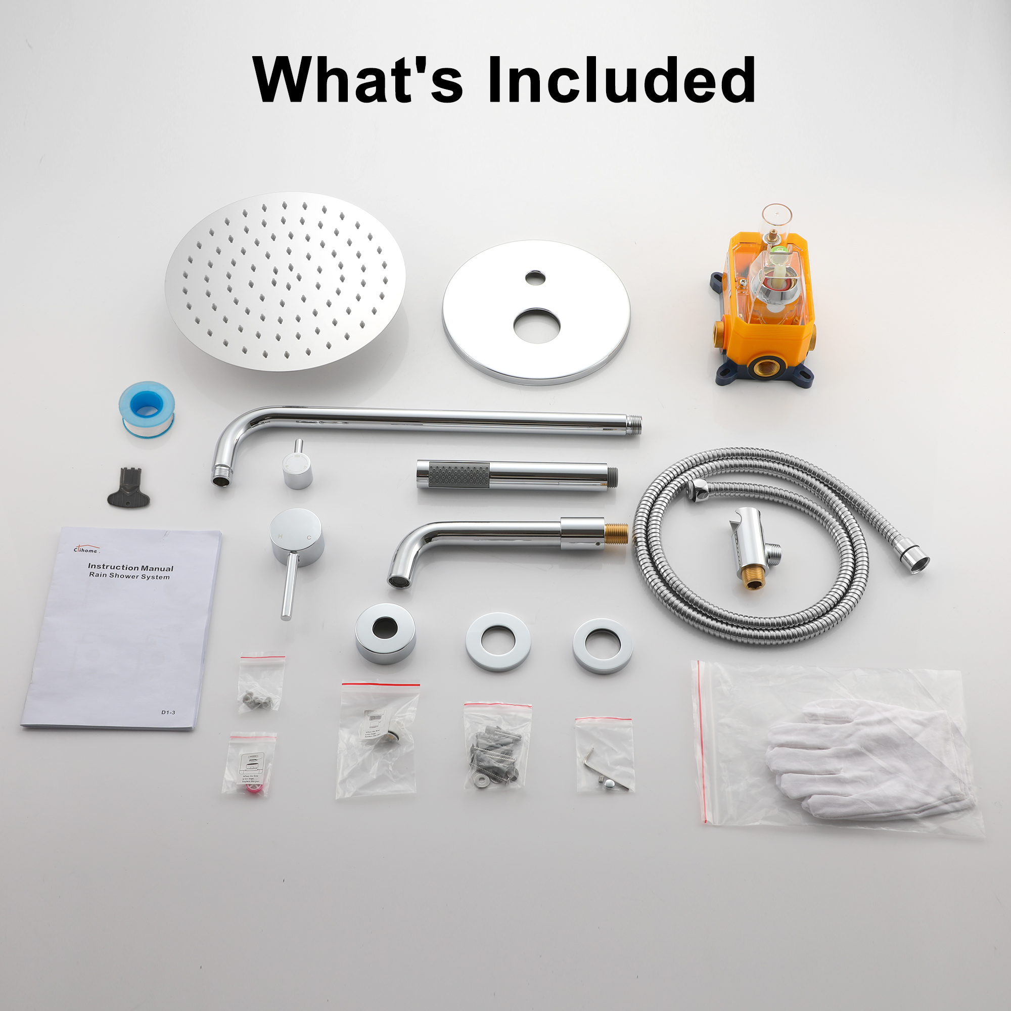 10-Inch Triple Function Wall Mounted Round Shower System with Tub Outlet