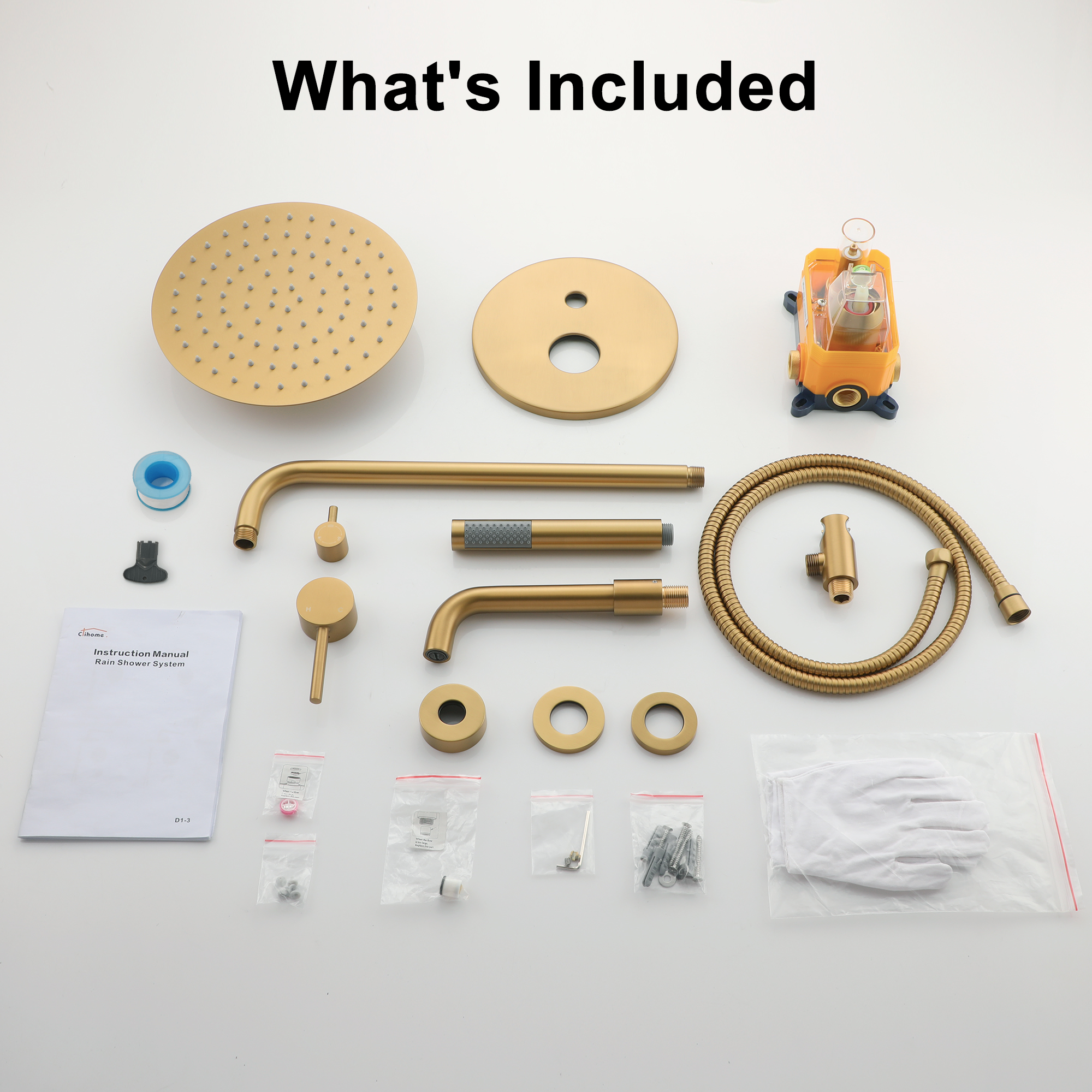 10-Inch Triple Function Wall Mounted Round Shower System with Tub Outlet