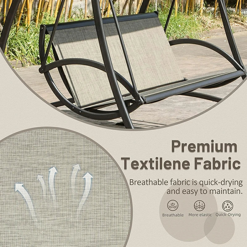 Patio Swing Chair with Adjustable Canopy and Durable Steel Frame Porch Swing Glider for Garden Deck Backyard
