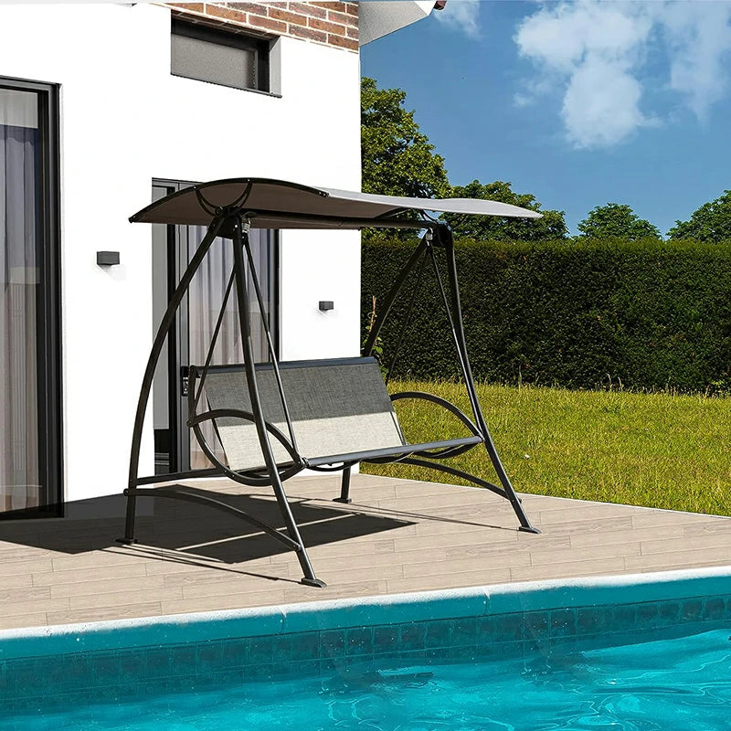 Patio Swing Chair with Adjustable Canopy and Durable Steel Frame Porch Swing Glider for Garden Deck Backyard