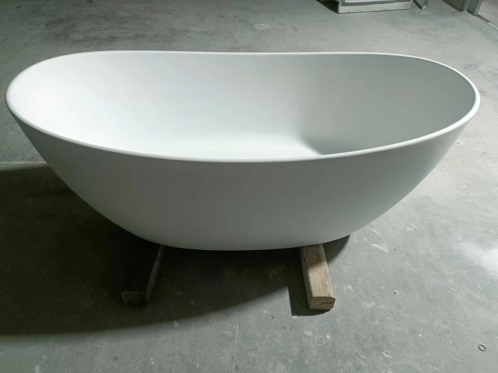 65" Solid Surface Freestanding Double Slipper Soaking Tub with Drain and Overflow