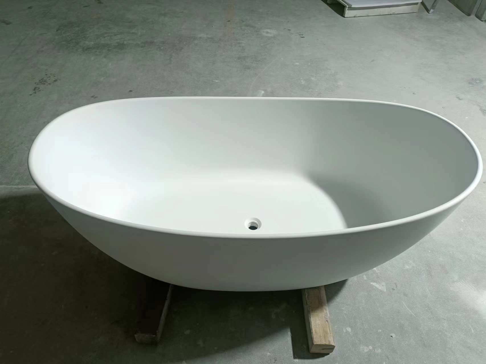 65" Solid Surface Freestanding Double Slipper Soaking Tub with Drain and Overflow