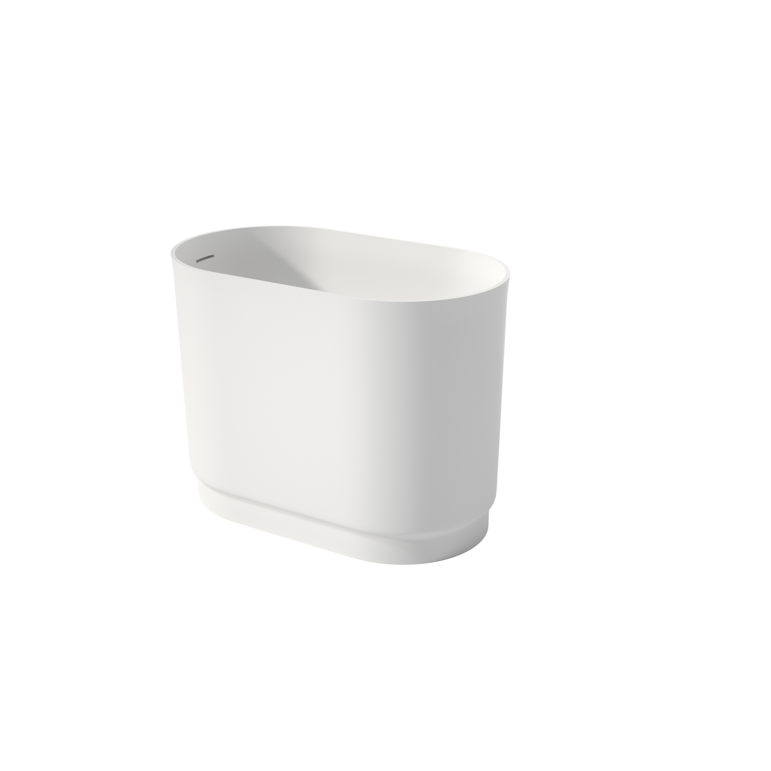 39" Small Freestanding Oval Solid Surface Soaking Bathtub with Built-In Seat