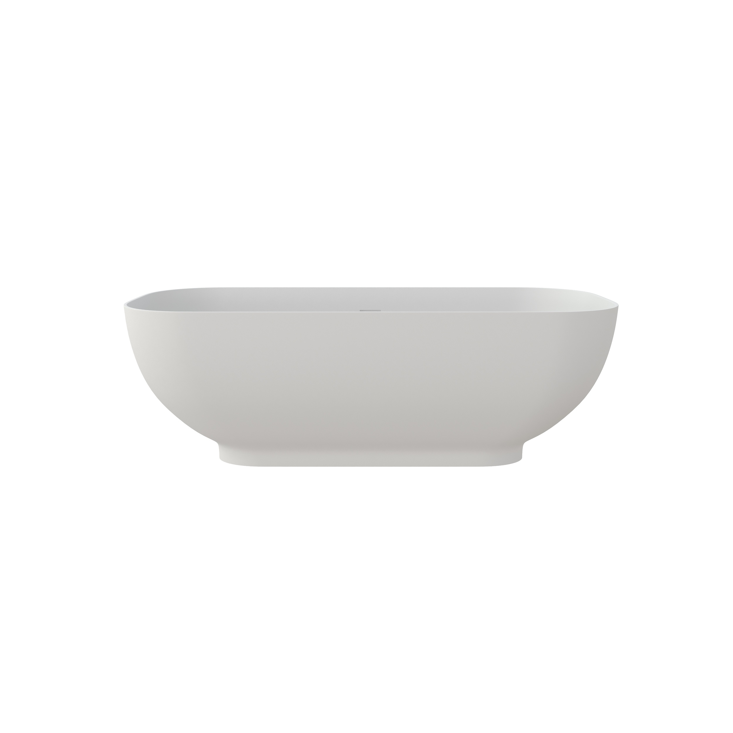 65" Solid Surface Freestanding Soaking Bathtub for Adults with Slightly Raised Base