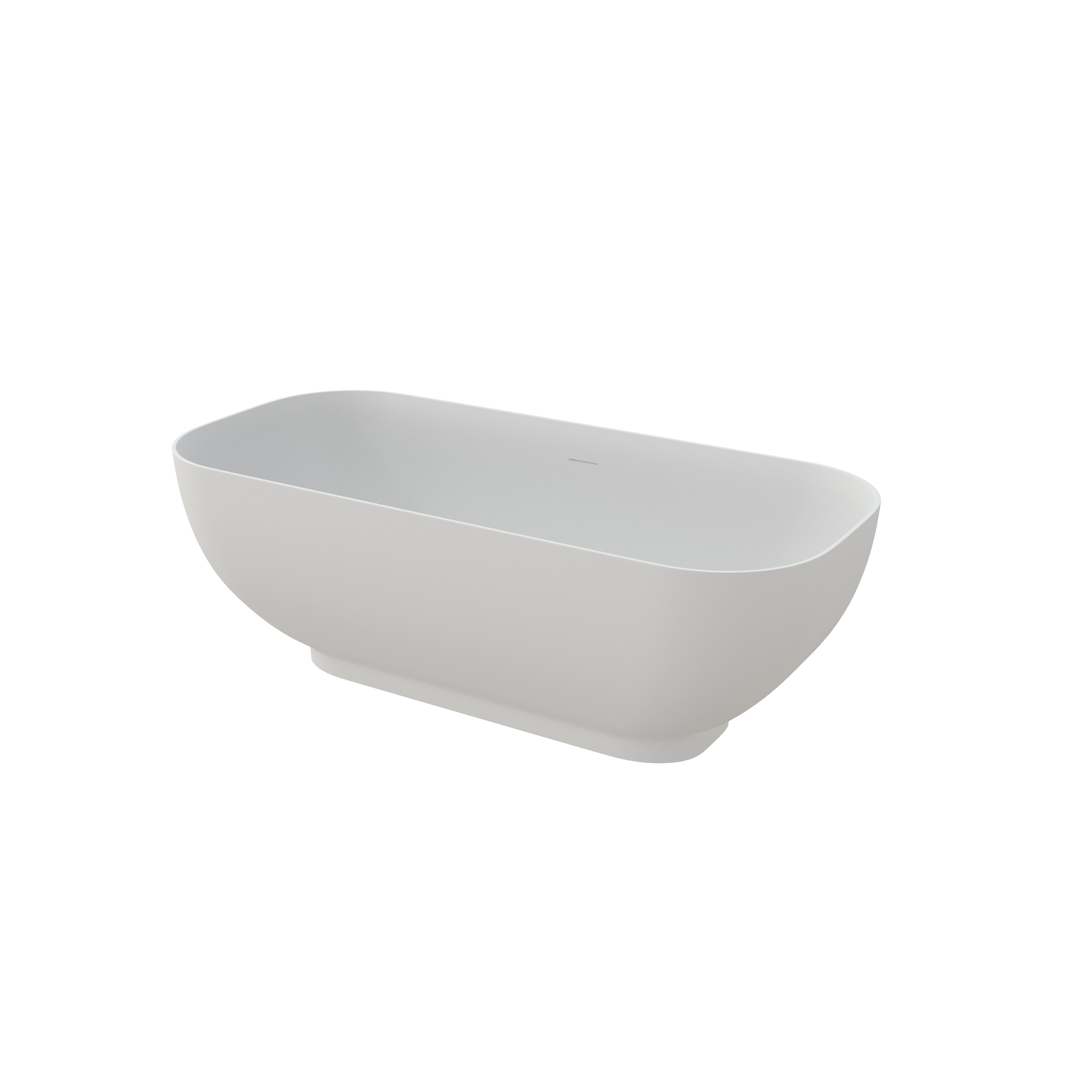 65" Solid Surface Freestanding Soaking Bathtub for Adults with Slightly Raised Base