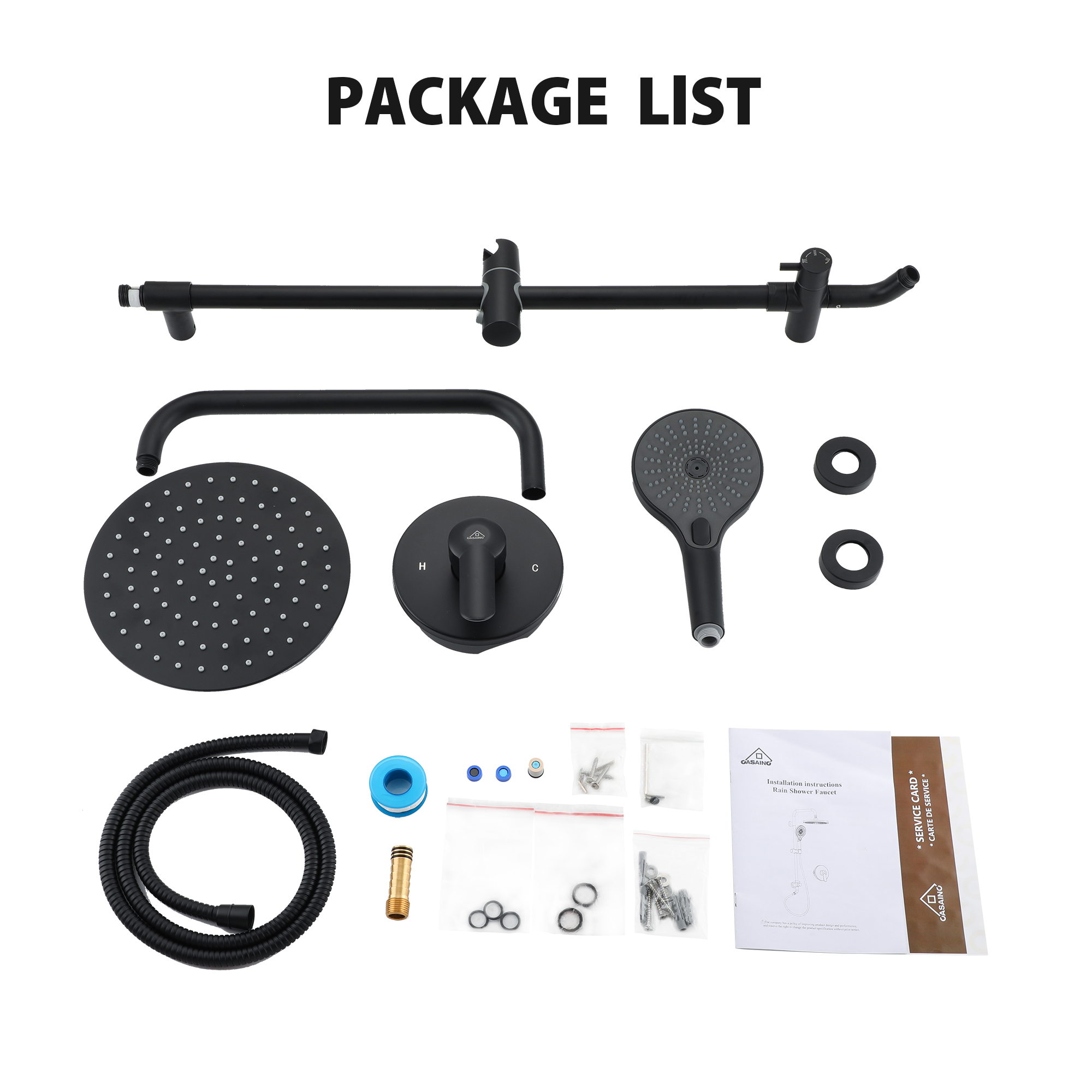 2-Spray Patterns 10 in. Wall Mount Handheld Shower Head 1.8 GPM Shower Faucet in Matte Black
