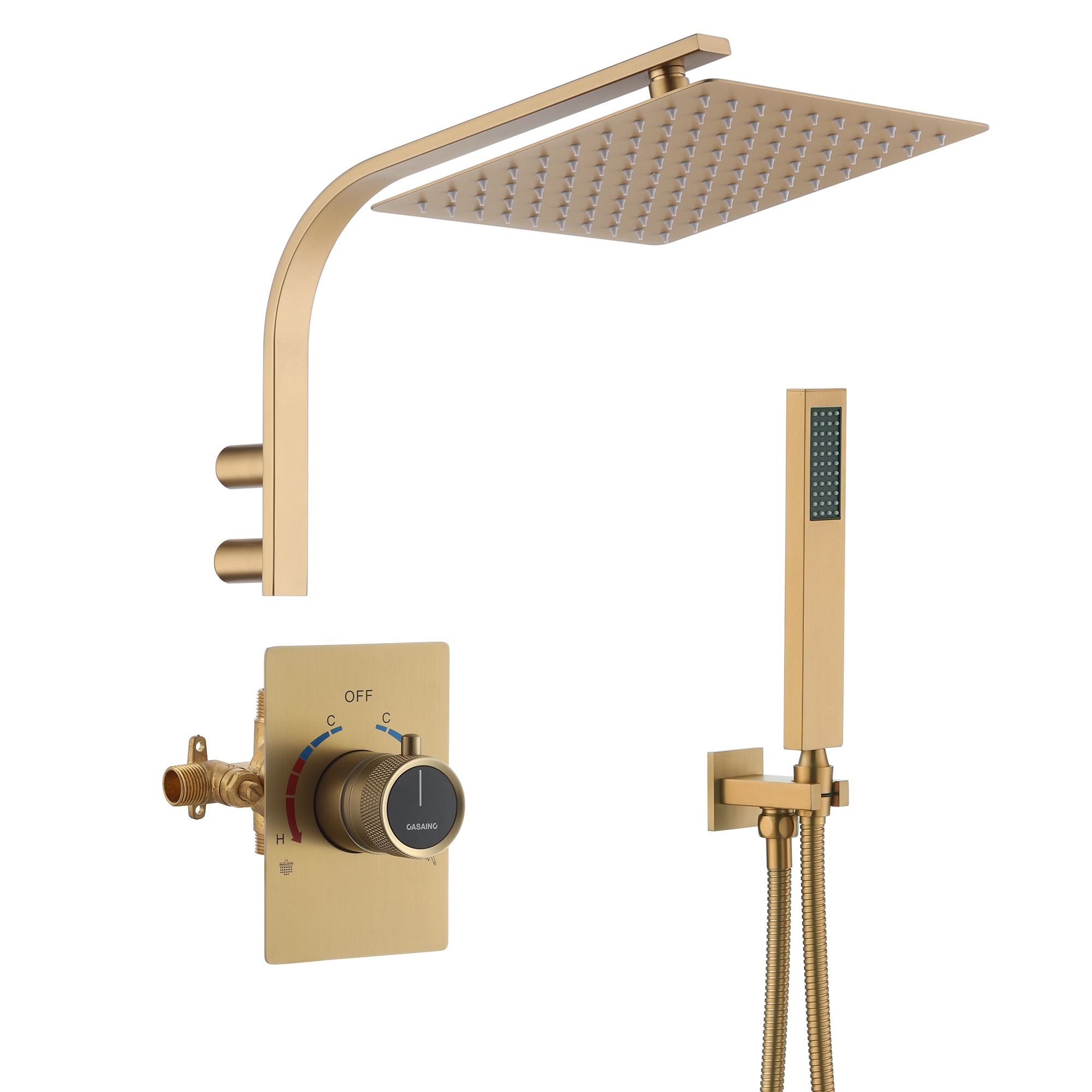 2-Function Single Handle 1-Spray Shower Faucet 1.8 GPM with Easy to Install in. Brushed Gold/Brushed Nickel