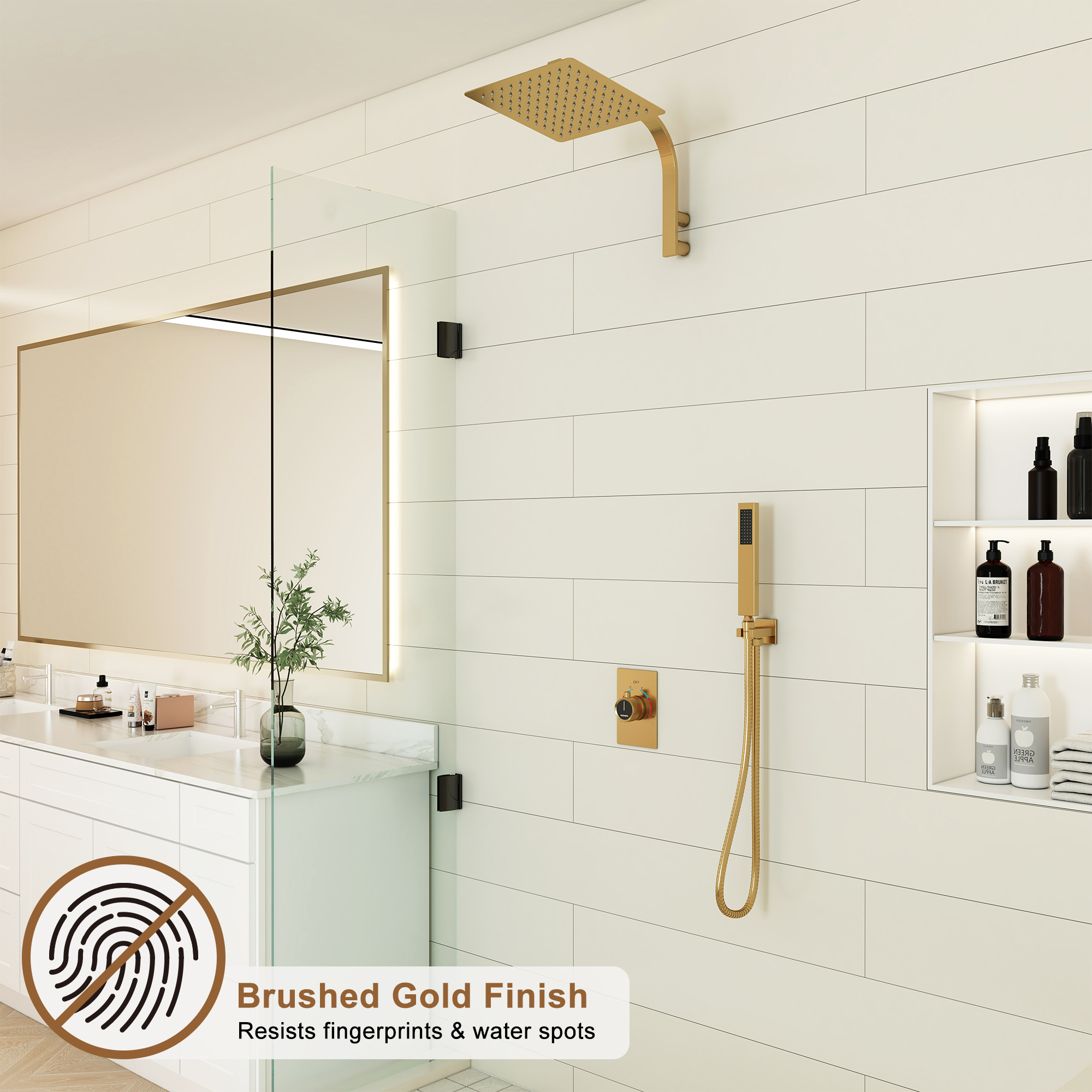 2-Function Single Handle 1-Spray Shower Faucet 1.8 GPM with Easy to Install in. Brushed Gold/Brushed Nickel