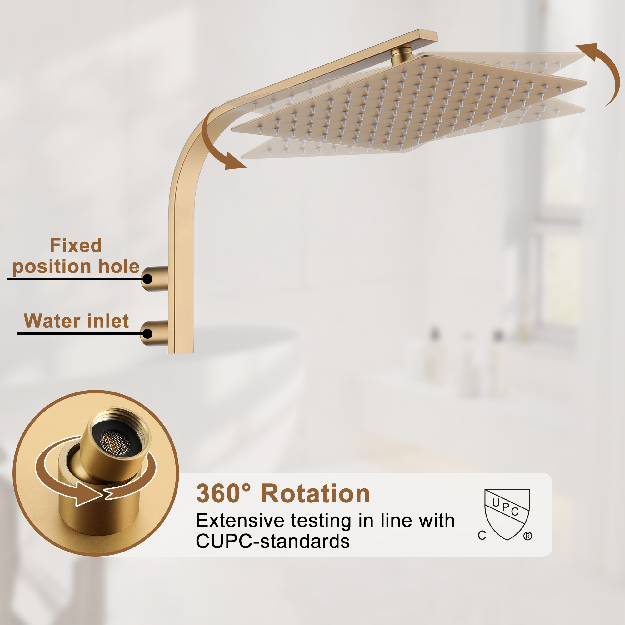 2-Function Single Handle 1-Spray Shower Faucet 1.8 GPM with Easy to Install in. Brushed Gold/Brushed Nickel
