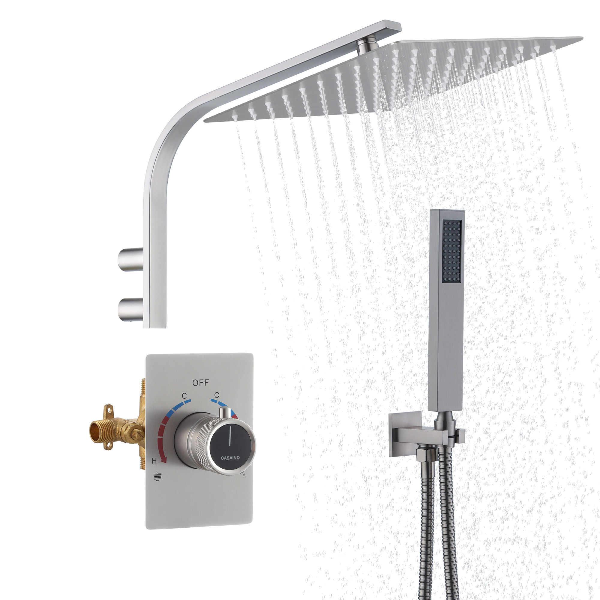 2-Function Single Handle 1-Spray Shower Faucet 1.8 GPM with Easy to Install in. Brushed Gold/Brushed Nickel
