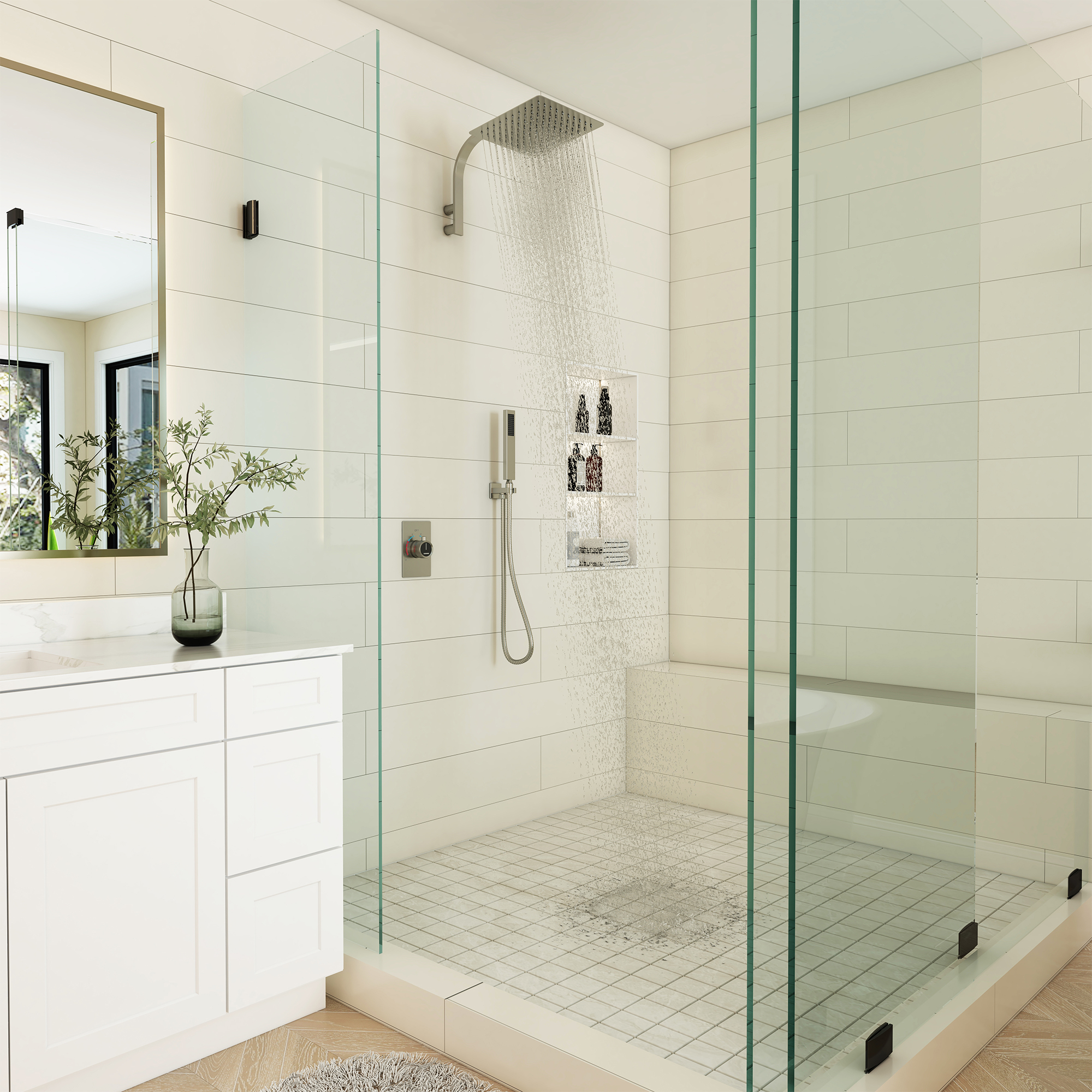 2-Function Single Handle 1-Spray Shower Faucet 1.8 GPM with Easy to Install in. Brushed Gold/Brushed Nickel