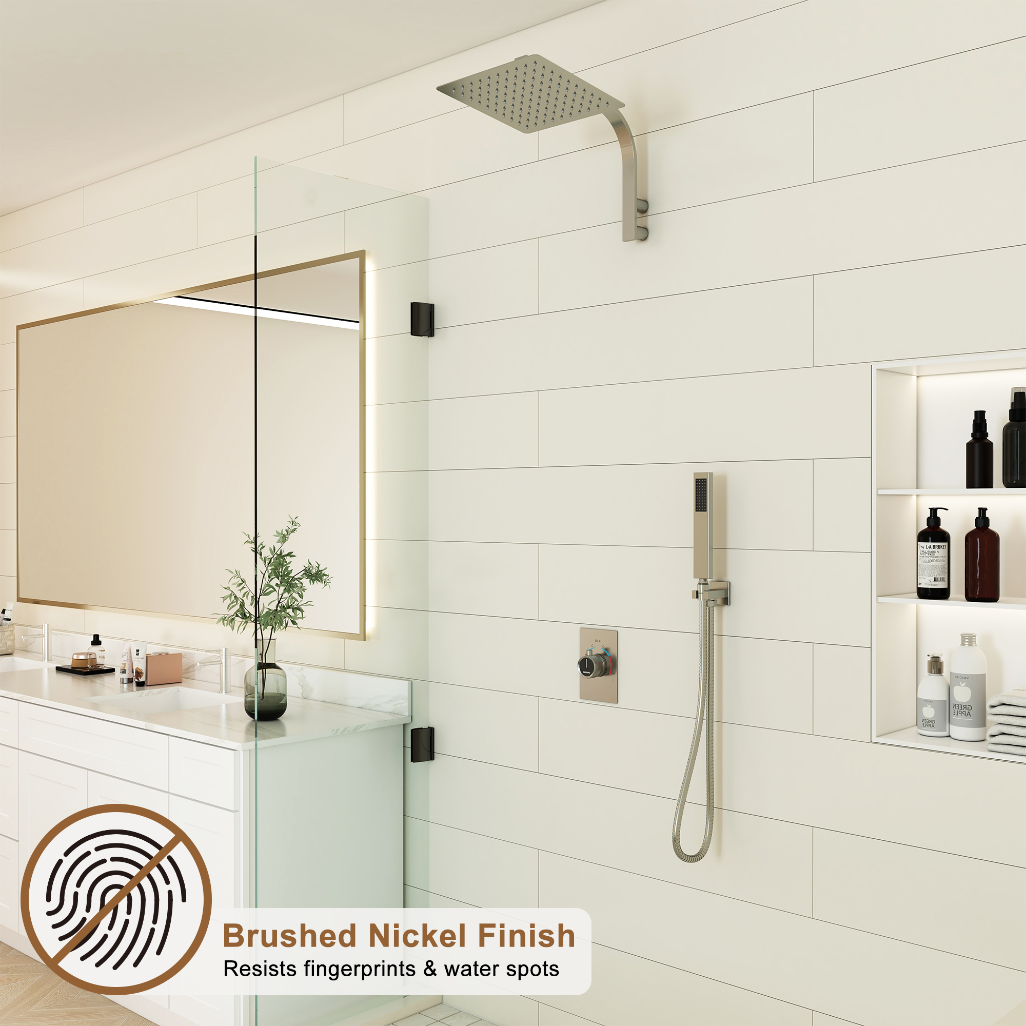 2-Function Single Handle 1-Spray Shower Faucet 1.8 GPM with Easy to Install in. Brushed Gold/Brushed Nickel