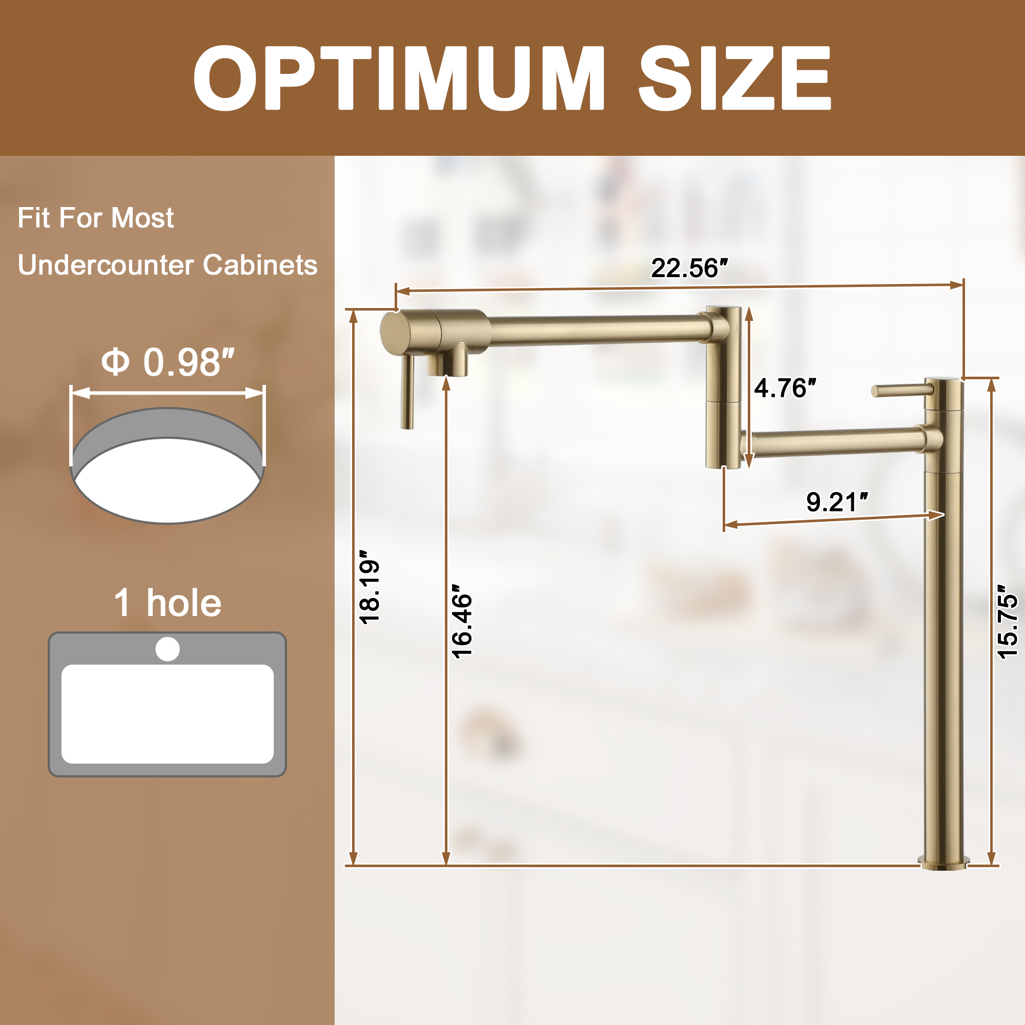 Deck Mount Pot Filler Faucet, Folding Kitchen Faucet with Stretchable Double Joint Swing Arms in Brass Brushed Gold/Brushed Nickel/Chrome Plating/Matte Black