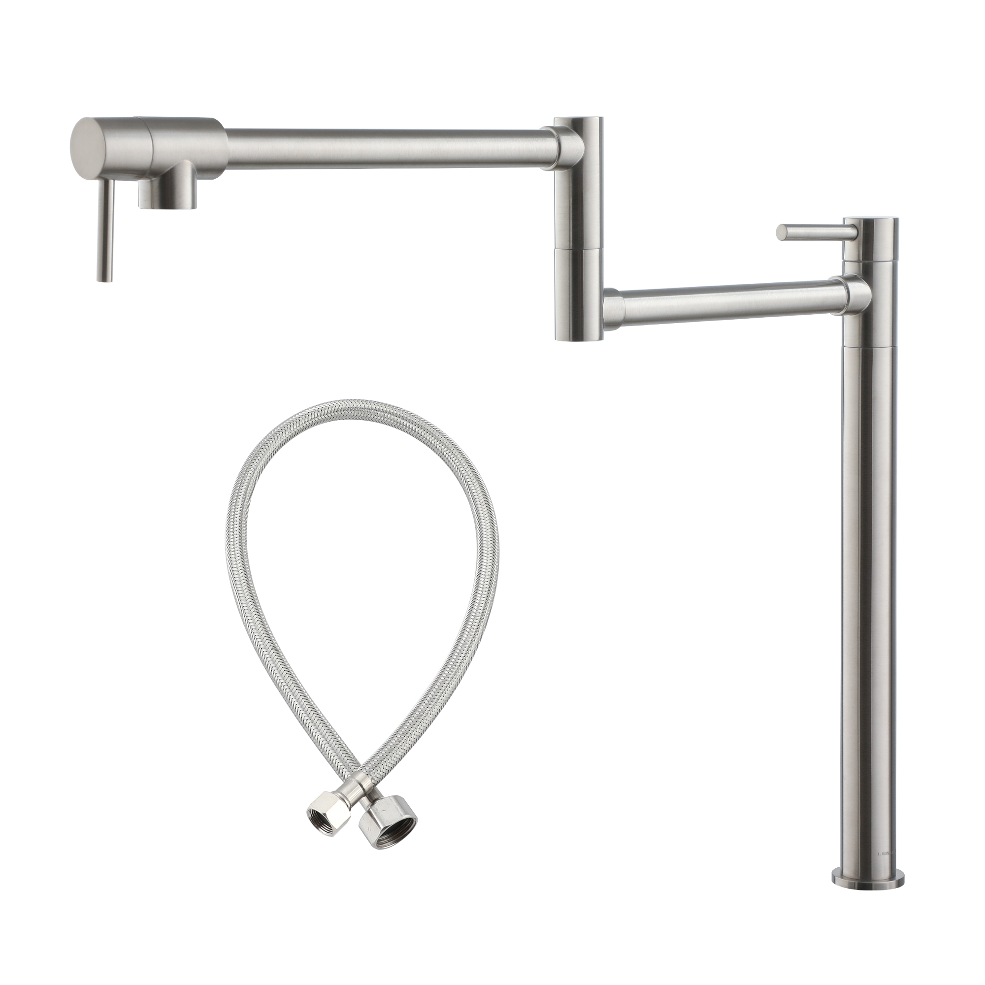 Deck Mount Pot Filler Faucet, Folding Kitchen Faucet with Stretchable Double Joint Swing Arms in Brass Brushed Gold/Brushed Nickel/Chrome Plating/Matte Black