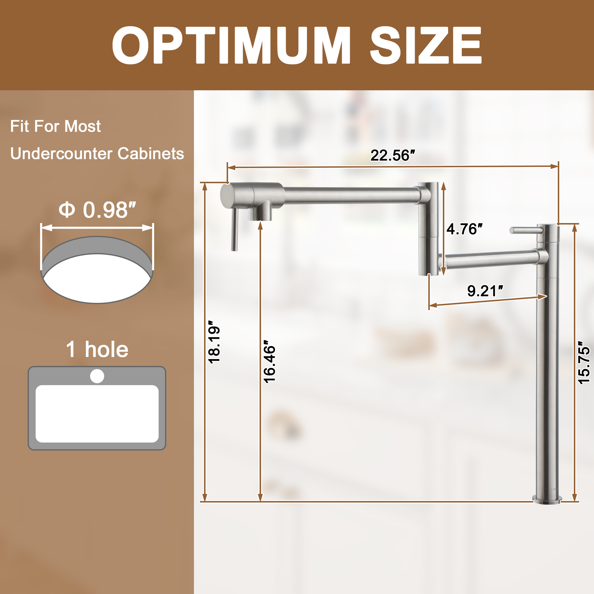 Deck Mount Pot Filler Faucet, Folding Kitchen Faucet with Stretchable Double Joint Swing Arms in Brass Brushed Gold/Brushed Nickel/Chrome Plating/Matte Black