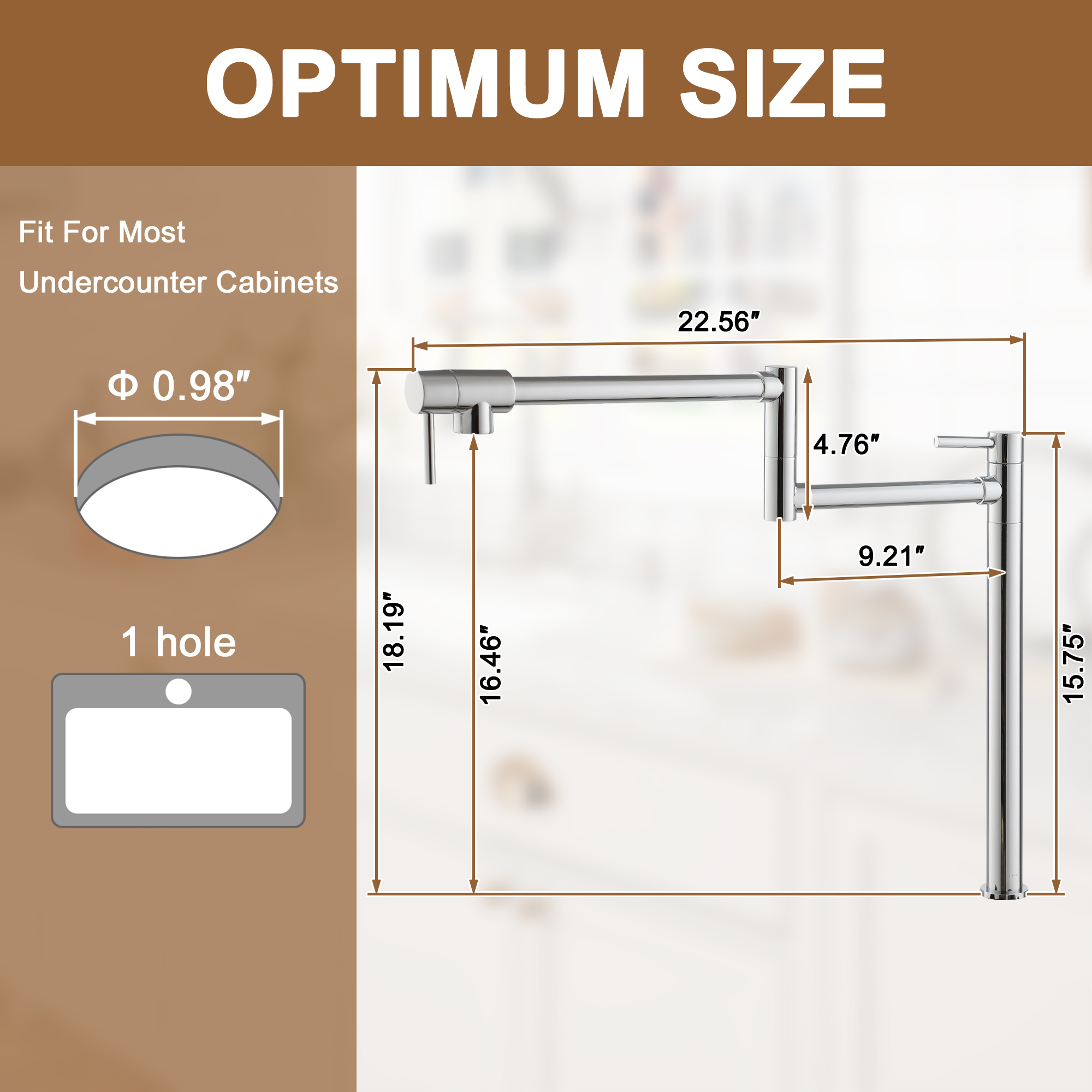 Deck Mount Pot Filler Faucet, Folding Kitchen Faucet with Stretchable Double Joint Swing Arms in Brass Brushed Gold/Brushed Nickel/Chrome Plating/Matte Black