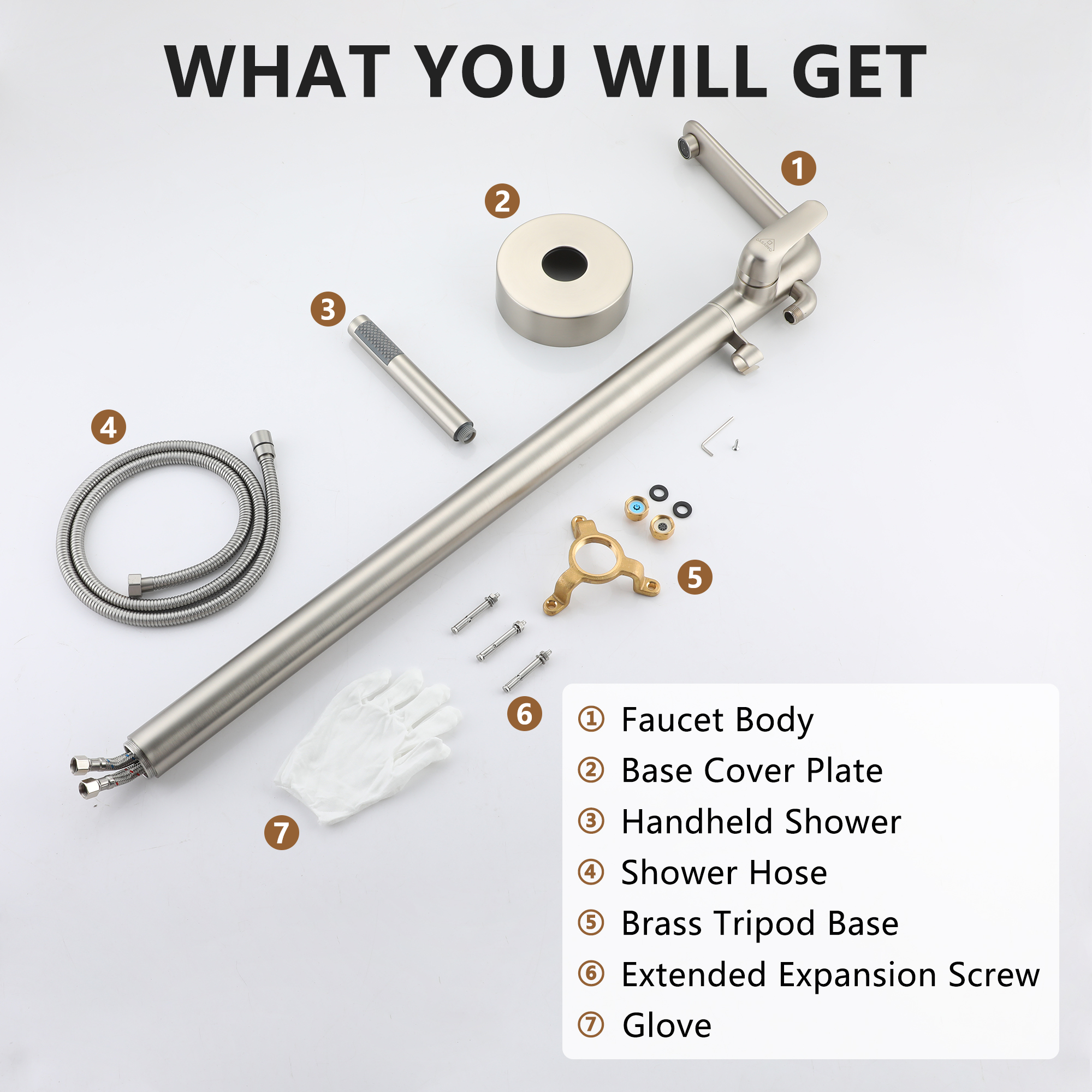 Stand Alone Brass Tub Faucet Waterfall Freestanding Bathtub Filler with Hand Shower Matte Black /Brushed Nickel /Brushed Gold /Chrome Plated