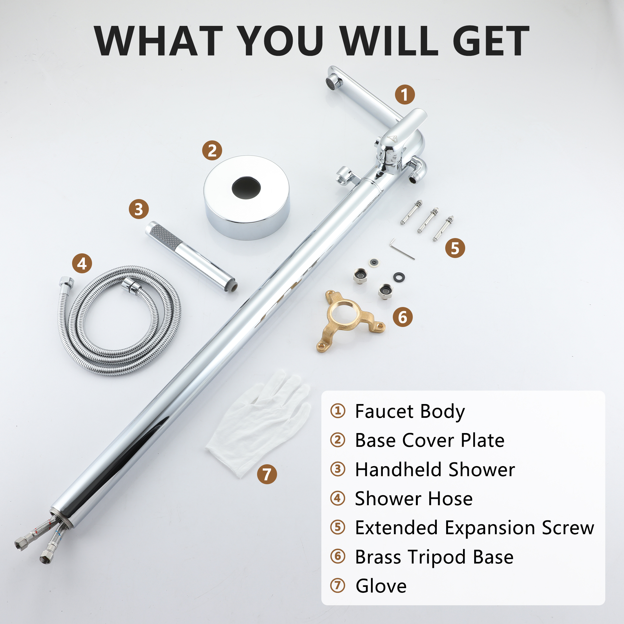 Stand Alone Brass Tub Faucet Waterfall Freestanding Bathtub Filler with Hand Shower Matte Black /Brushed Nickel /Brushed Gold /Chrome Plated