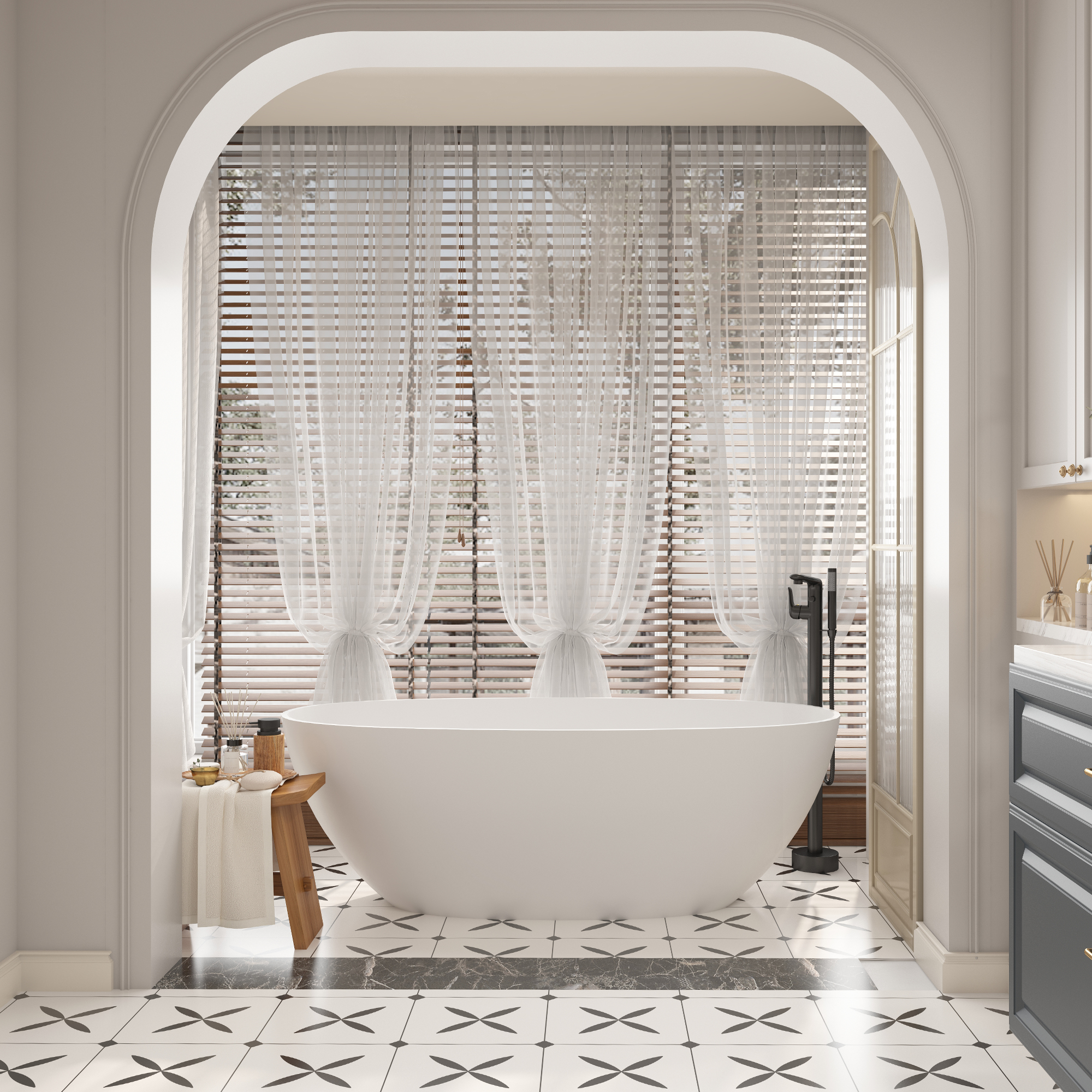 Stand Alone Brass Tub Faucet Waterfall Freestanding Bathtub Filler with Hand Shower Matte Black /Brushed Nickel /Brushed Gold /Chrome Plated