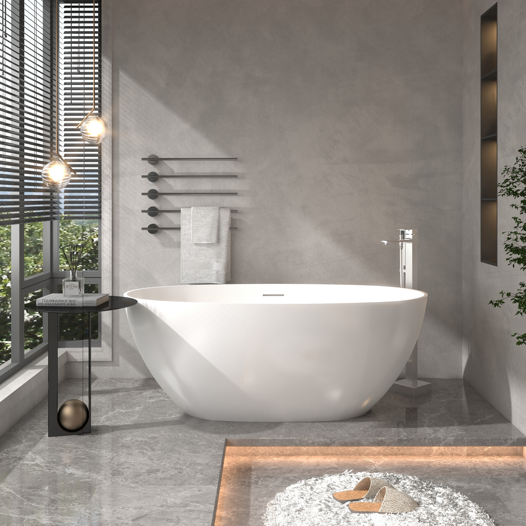 Free Standing Tub Filler Brass Bathtub Faucet with Hand Held Shower 