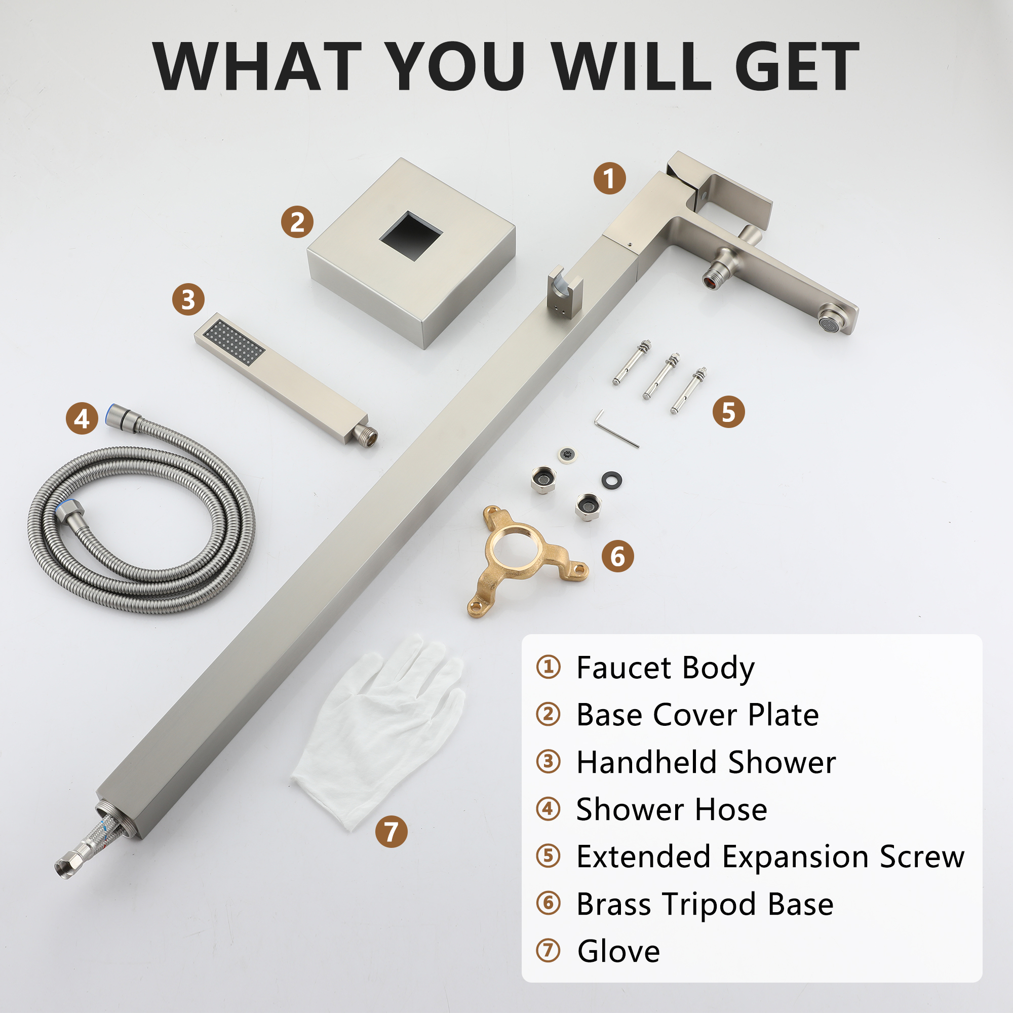 Free Standing Tub Filler Brass Bathtub Faucet with Hand Held Shower 