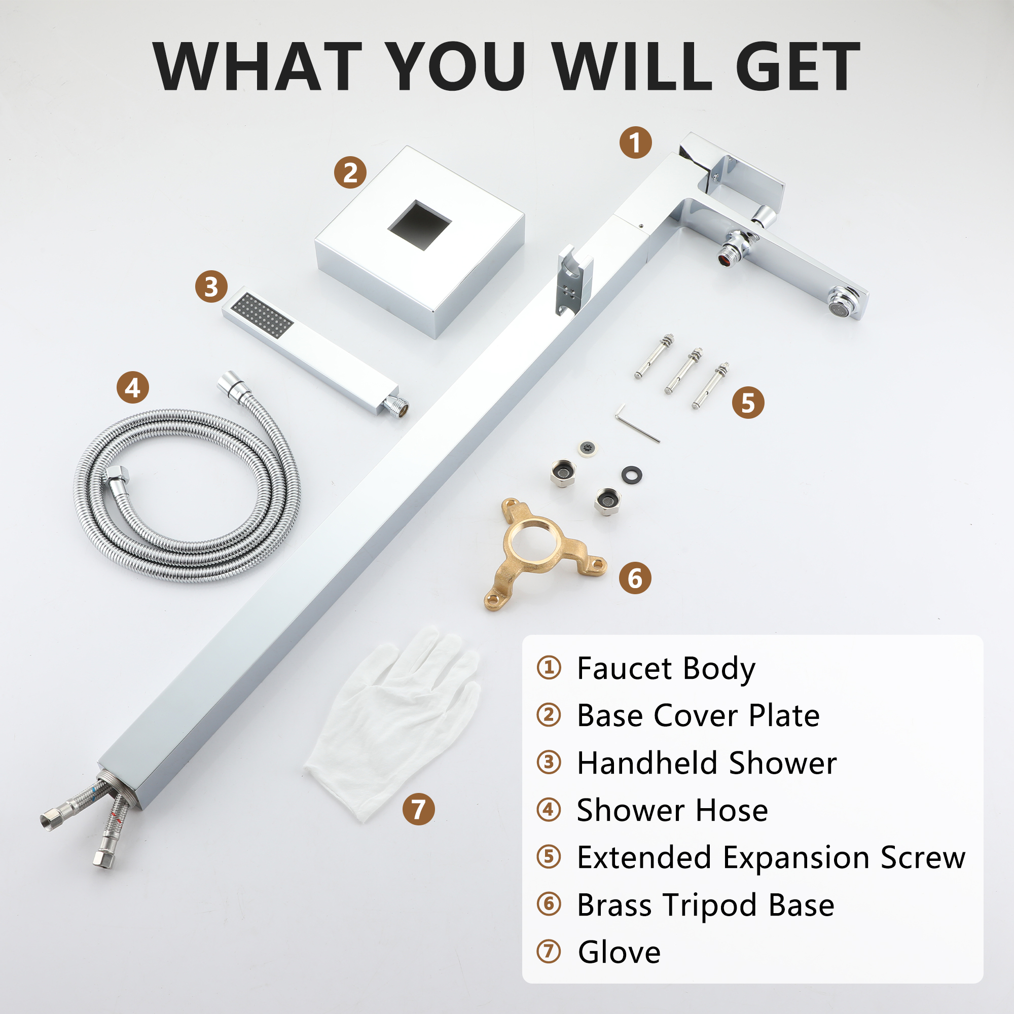 Free Standing Tub Filler Brass Bathtub Faucet with Hand Held Shower 