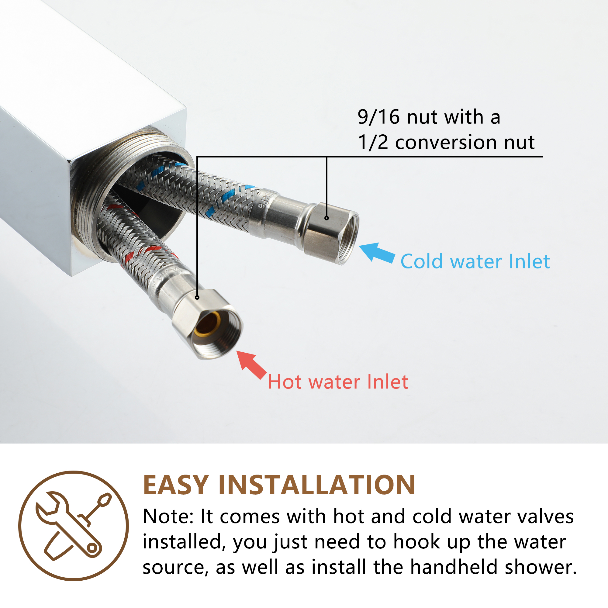 Free Standing Tub Filler Brass Bathtub Faucet with Hand Held Shower 