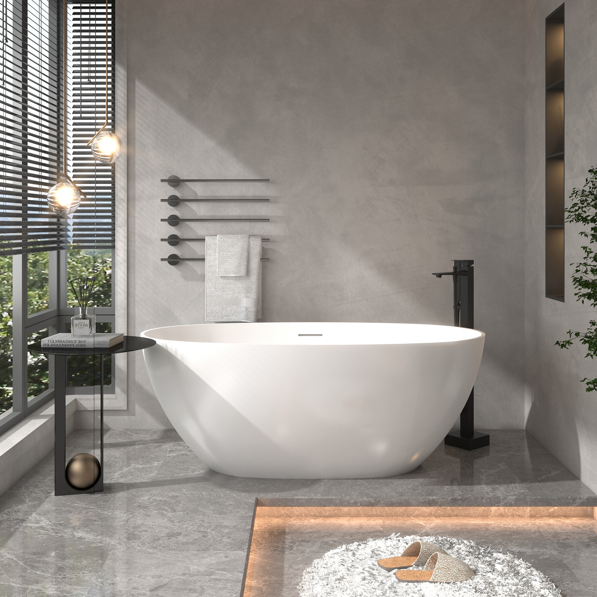 Free Standing Tub Filler Brass Bathtub Faucet with Hand Held Shower 