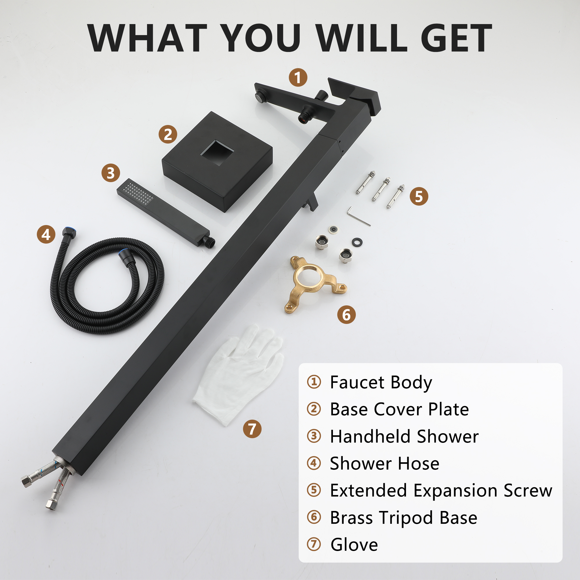 Free Standing Tub Filler Brass Bathtub Faucet with Hand Held Shower 