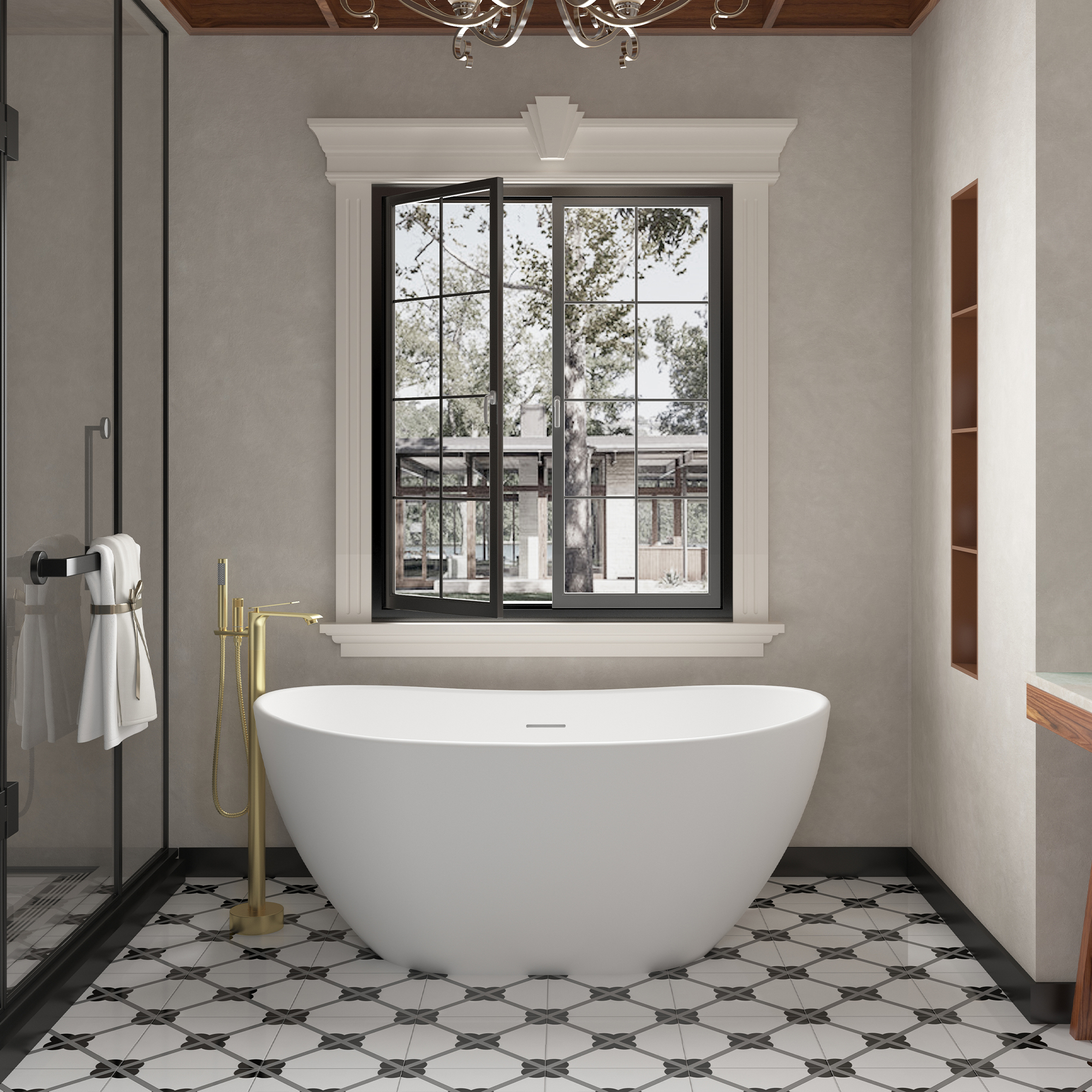 Freestanding Tub Faucet Floor Mounted Tub Filler with 150mm Handheld Hose