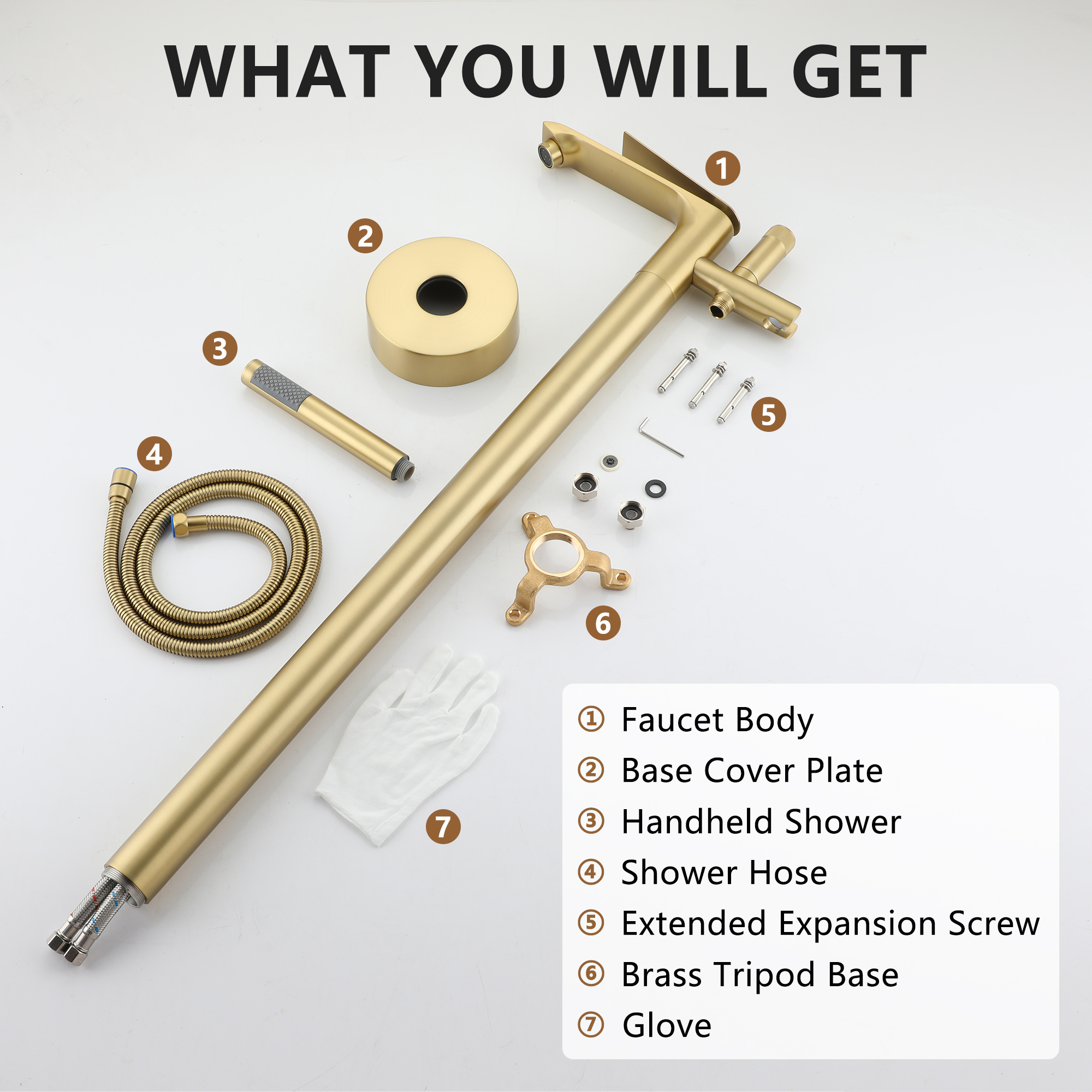 Freestanding Tub Faucet Floor Mounted Tub Filler with 150mm Handheld Hose