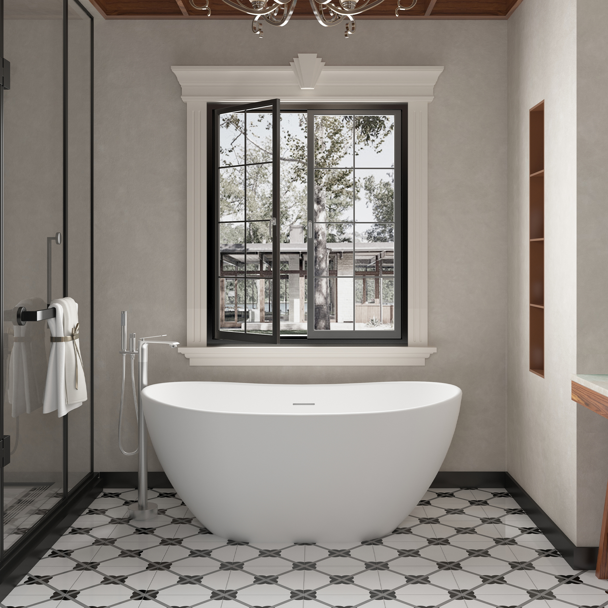 Freestanding Tub Faucet Floor Mounted Tub Filler with 150mm Handheld Hose