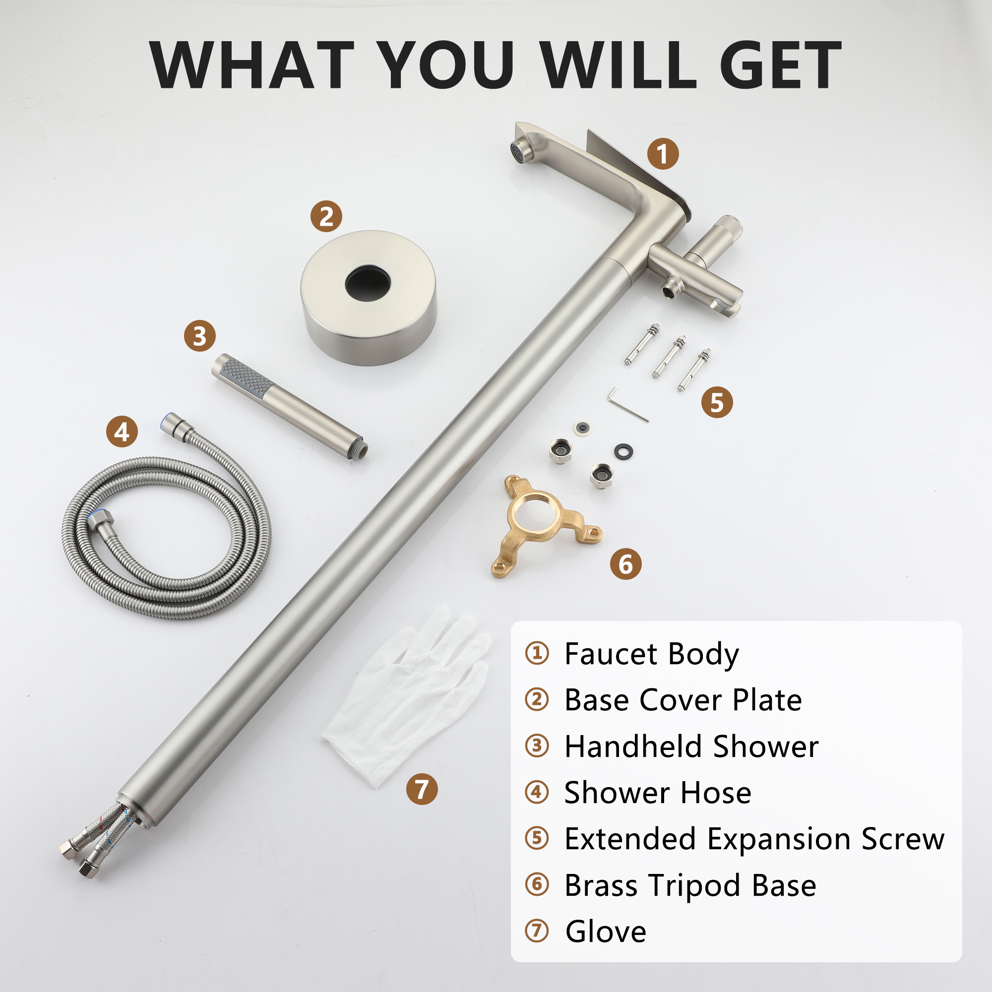 Freestanding Tub Faucet Floor Mounted Tub Filler with 150mm Handheld Hose