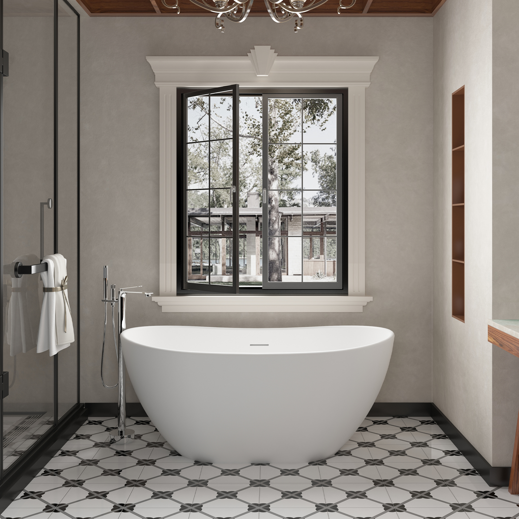 Freestanding Tub Faucet Floor Mounted Tub Filler with 150mm Handheld Hose