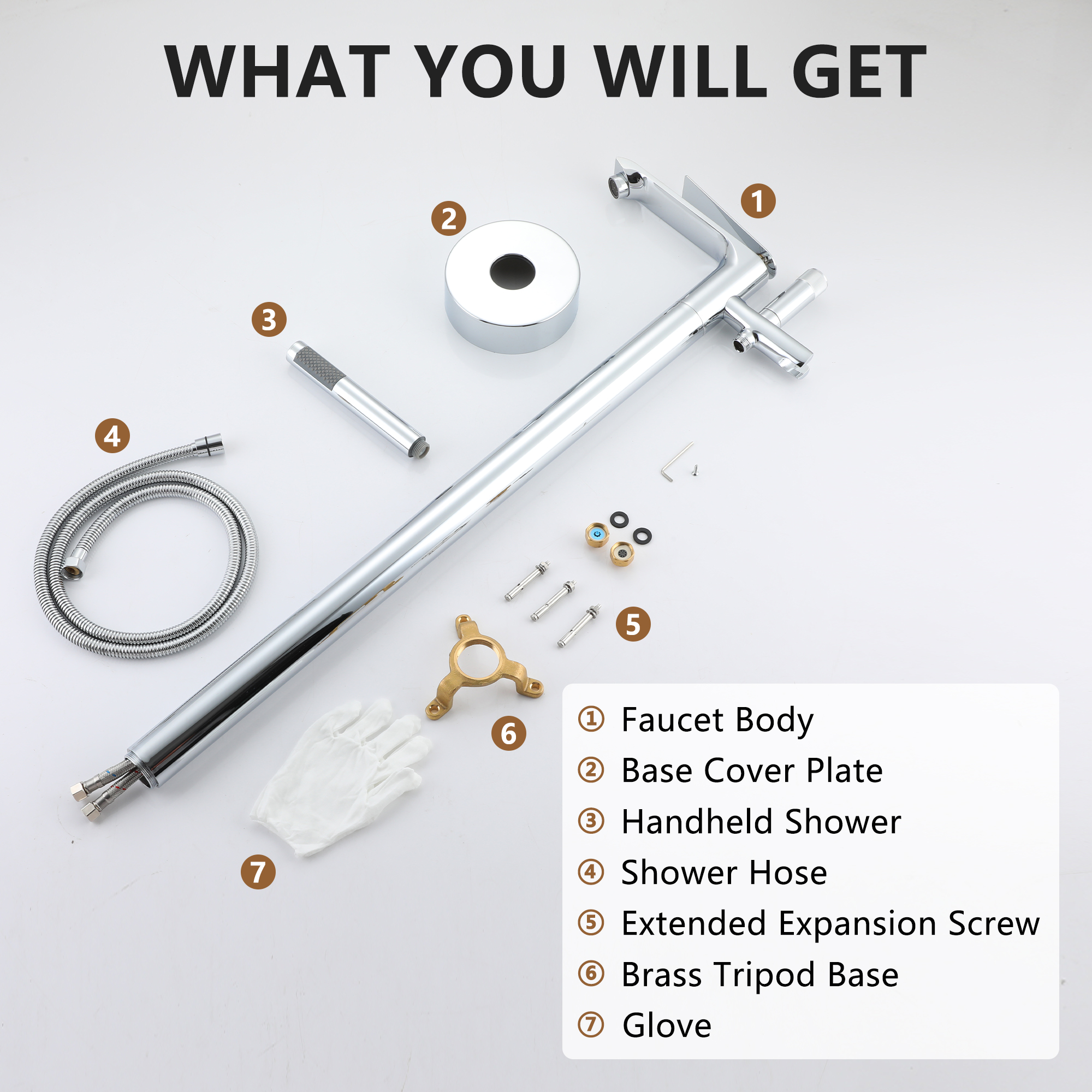 Freestanding Tub Faucet Floor Mounted Tub Filler with 150mm Handheld Hose