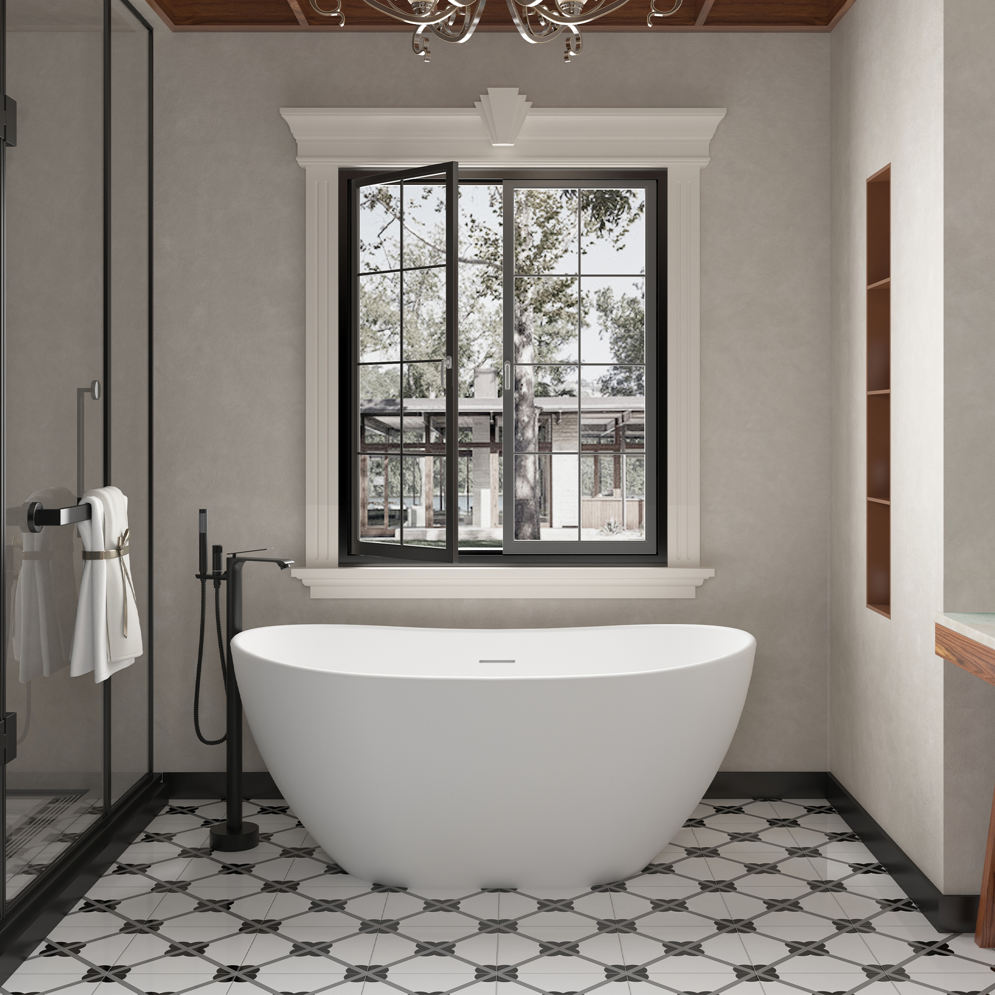 Freestanding Tub Faucet Floor Mounted Tub Filler with 150mm Handheld Hose