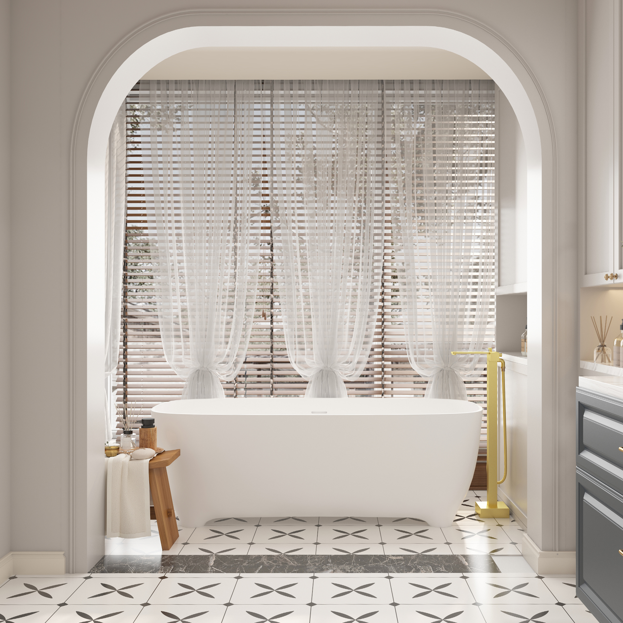 Freestanding Bathtub Faucet with Waterfall Bath Spout and Hand Shower Matte Black /Brushed Nickel /Brushed Gold /Chrome Plated