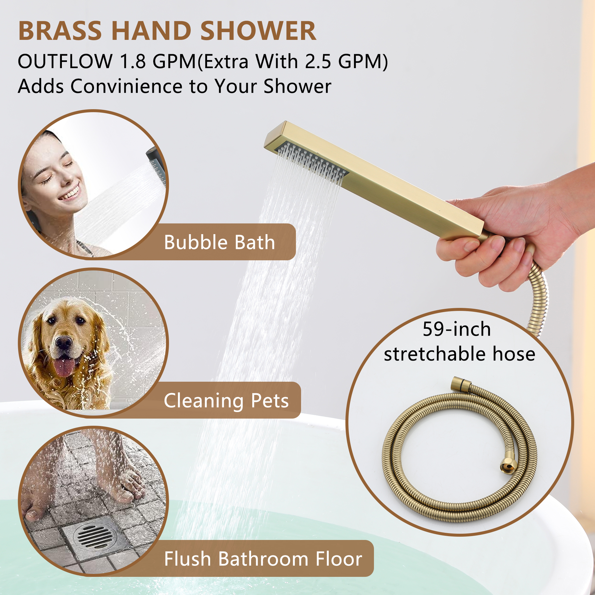 Freestanding Bathtub Faucet with Waterfall Bath Spout and Hand Shower Matte Black /Brushed Nickel /Brushed Gold /Chrome Plated