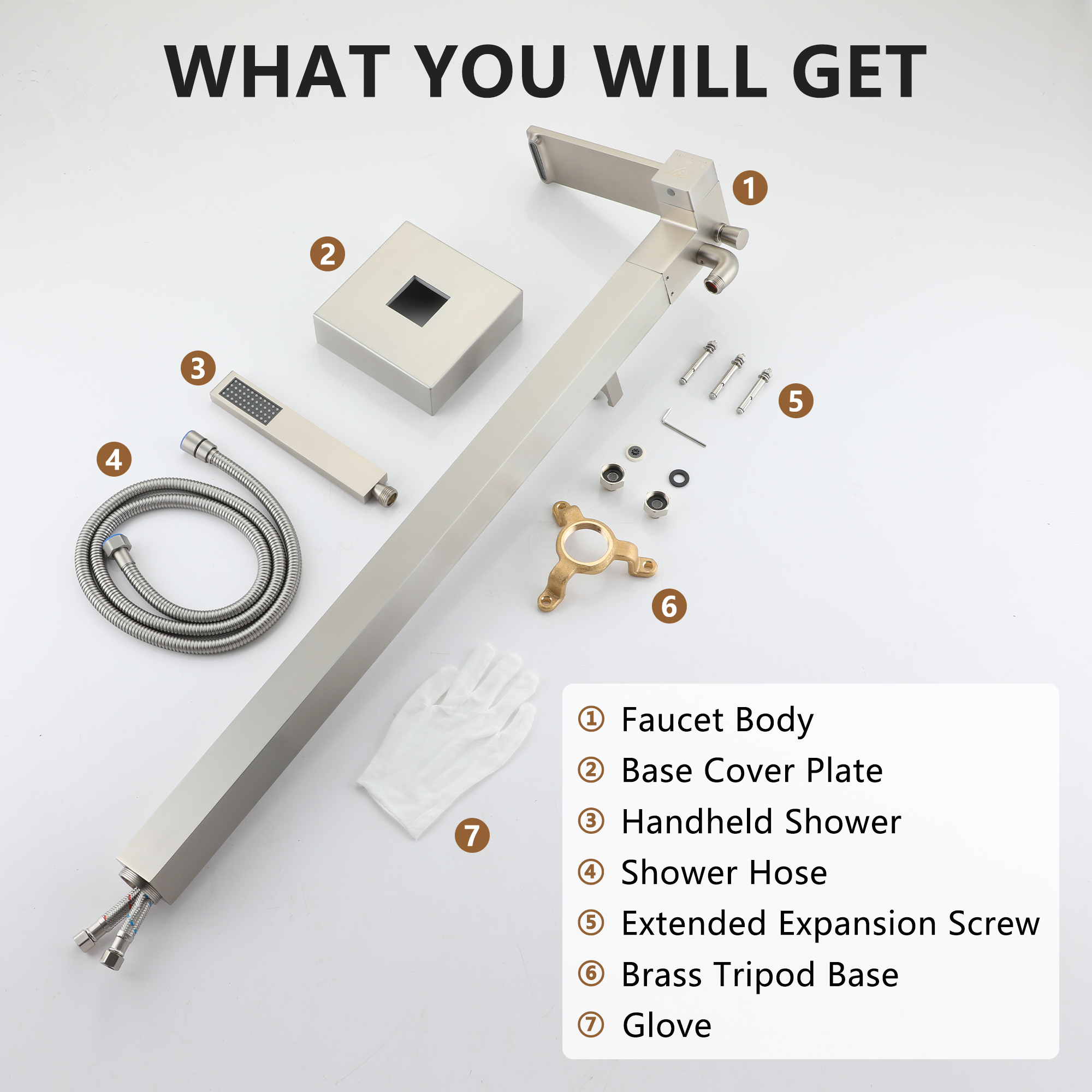 Freestanding Bathtub Faucet with Waterfall Bath Spout and Hand Shower Matte Black /Brushed Nickel /Brushed Gold /Chrome Plated