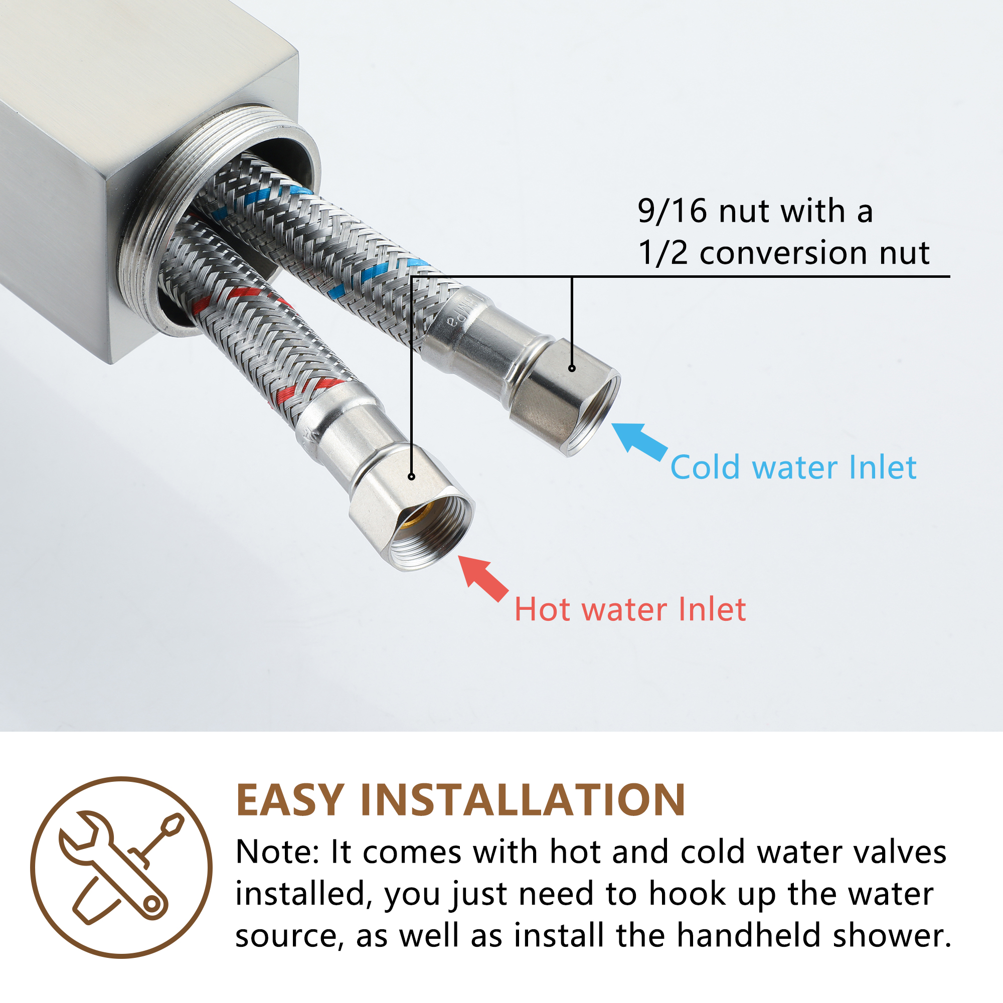 Freestanding Bathtub Faucet with Waterfall Bath Spout and Hand Shower Matte Black /Brushed Nickel /Brushed Gold /Chrome Plated
