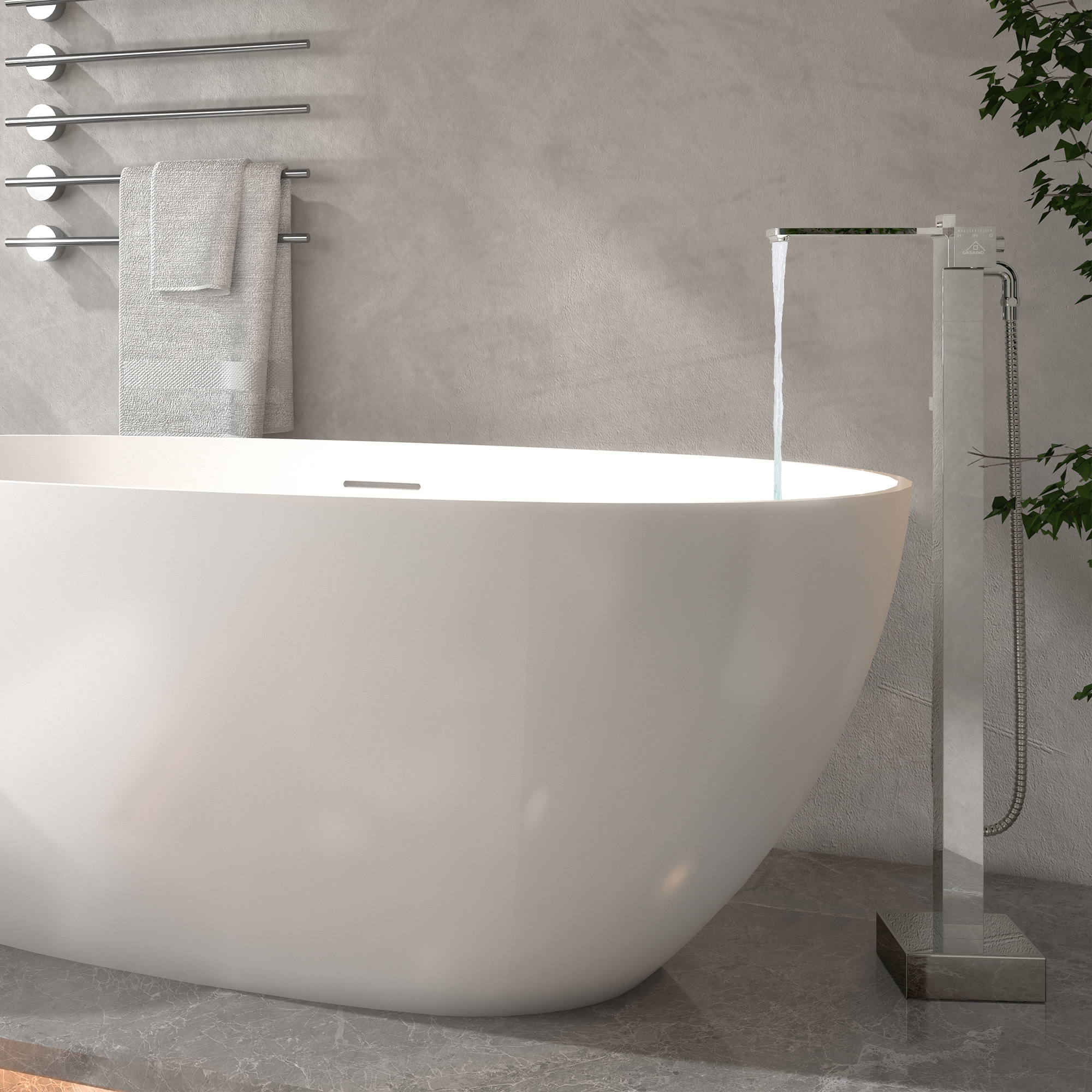 Freestanding Bathtub Faucet with Waterfall Bath Spout and Hand Shower Matte Black /Brushed Nickel /Brushed Gold /Chrome Plated