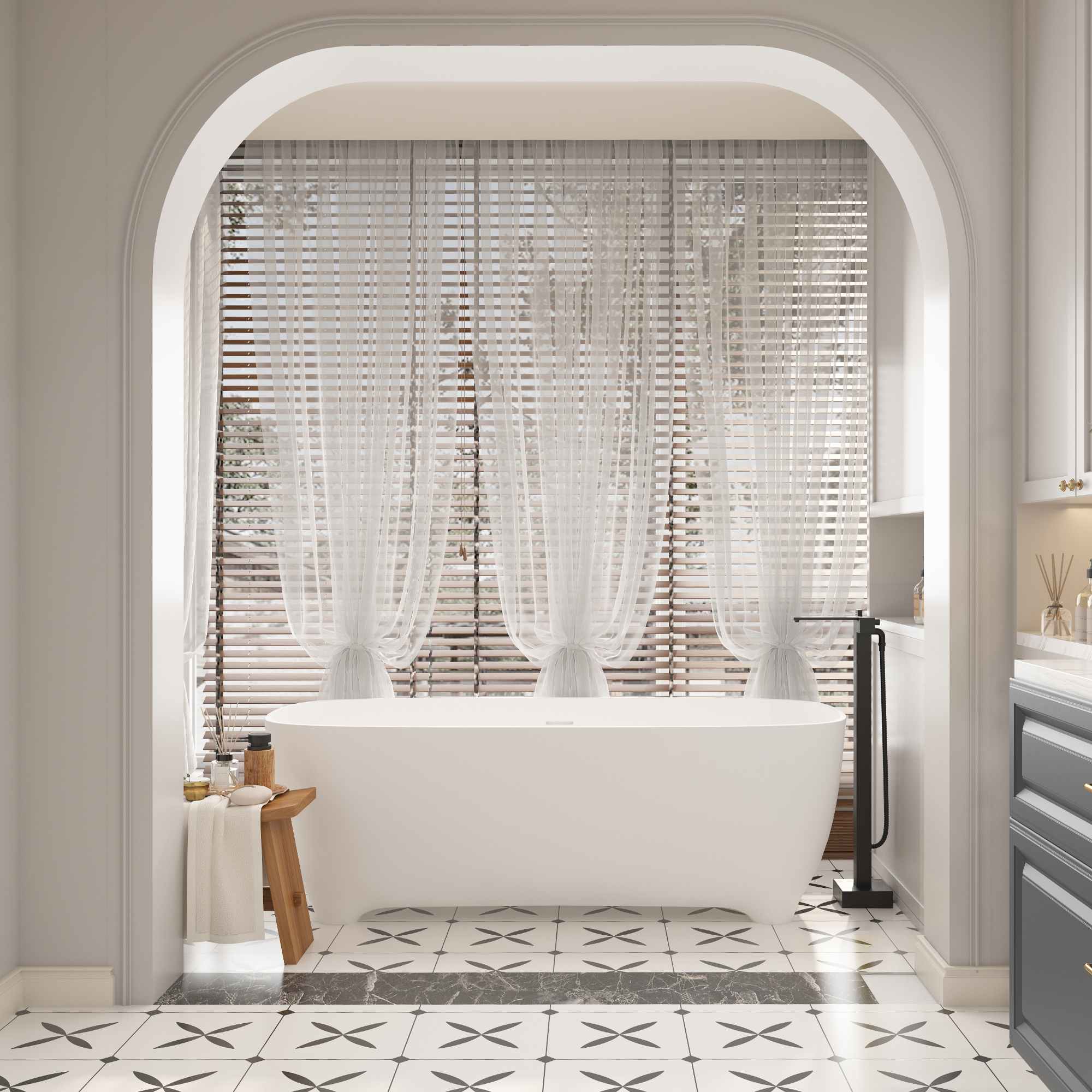 Freestanding Bathtub Faucet with Waterfall Bath Spout and Hand Shower Matte Black /Brushed Nickel /Brushed Gold /Chrome Plated