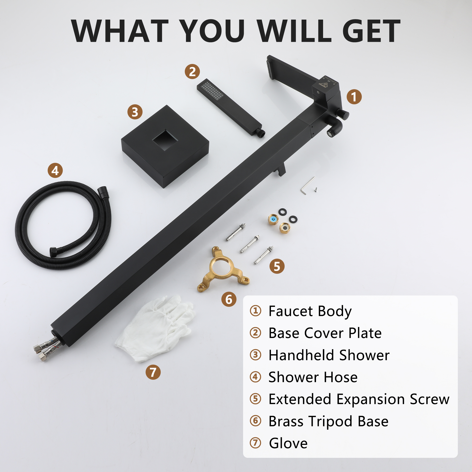 Freestanding Bathtub Faucet with Waterfall Bath Spout and Hand Shower Matte Black /Brushed Nickel /Brushed Gold /Chrome Plated