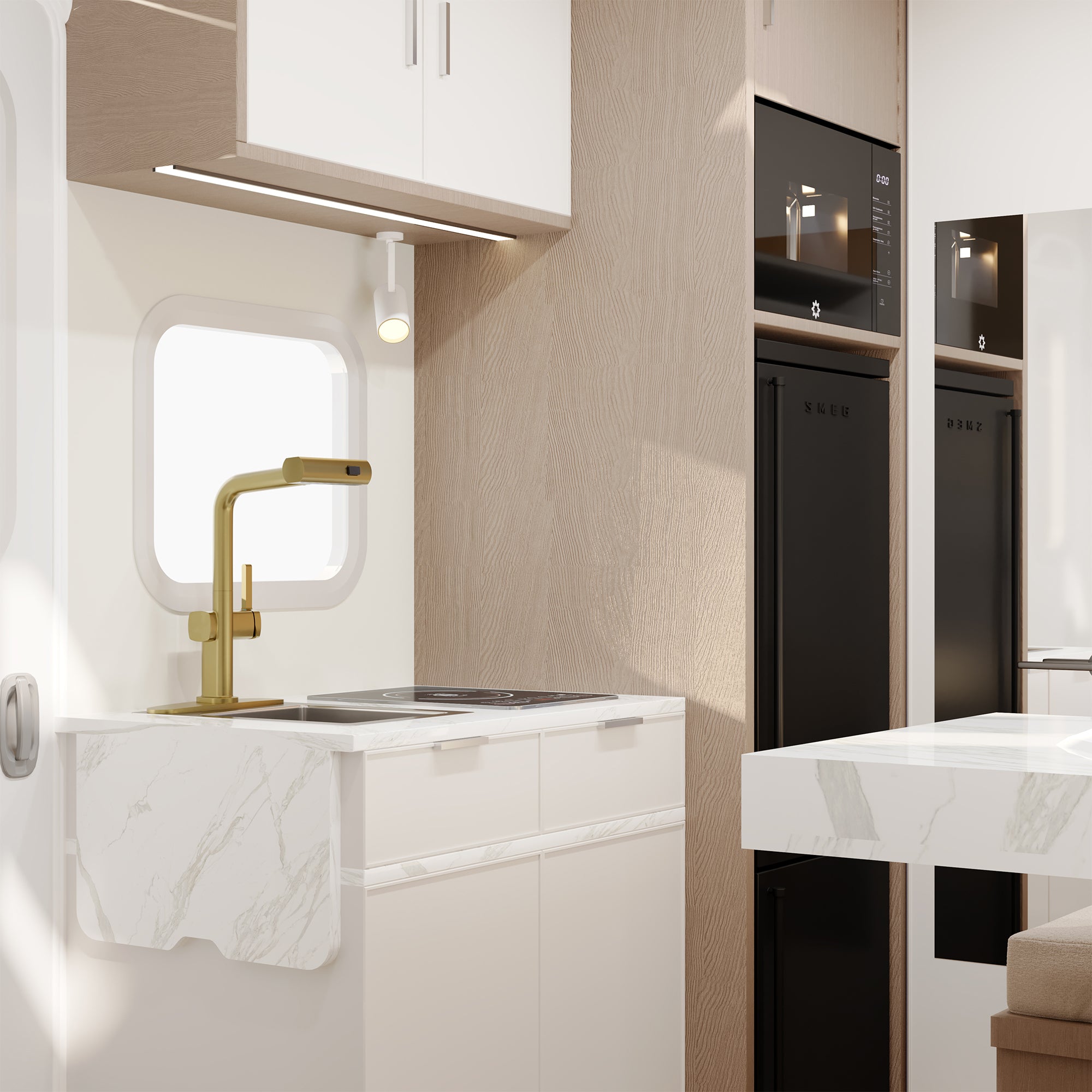 Single Handle Pull Down Sprayer Kitchen Faucet with 3 Functions Spray, 360° swivel Deckplate Included in Brushed Nickel/Brushed Gold/Matte Black/Chrome