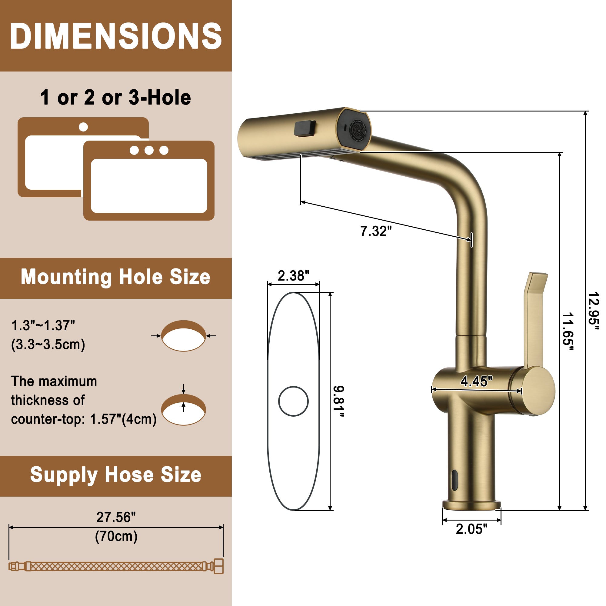 Single Handle Touchless Pull Down Sprayer Kitchen Faucet with Motion Sense Wave, Power Boost in Brushed Nickel/Brushed Gold/Matte Black/Chrome