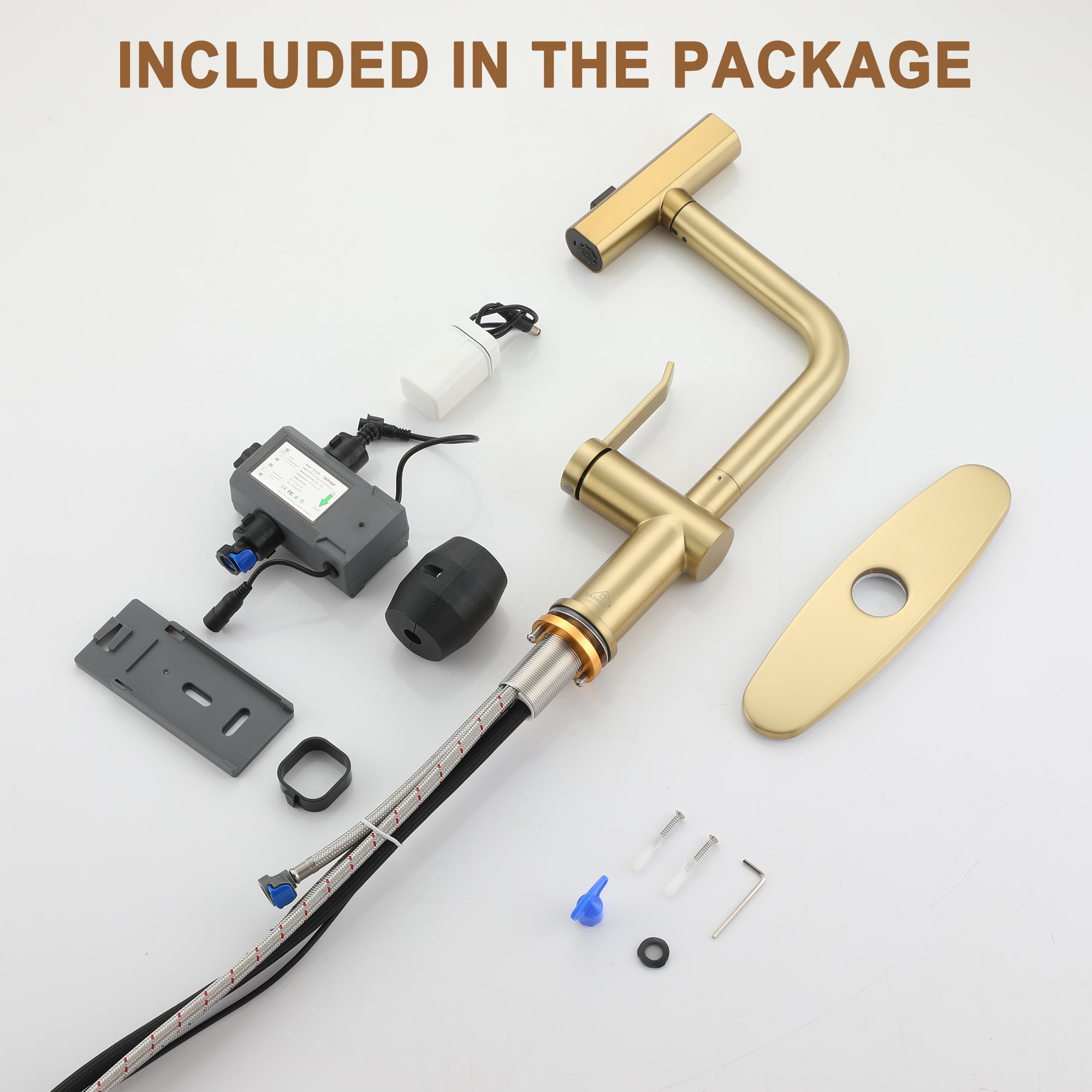 Single Handle Touchless Pull Down Sprayer Kitchen Faucet with Motion Sense Wave, Power Boost in Brushed Nickel/Brushed Gold/Matte Black/Chrome