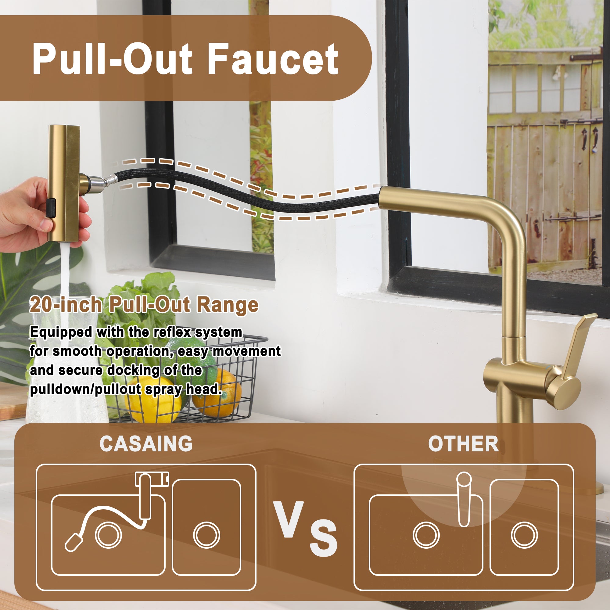 Single Handle Touchless Pull Down Sprayer Kitchen Faucet with Motion Sense Wave, Power Boost in Brushed Nickel/Brushed Gold/Matte Black/Chrome