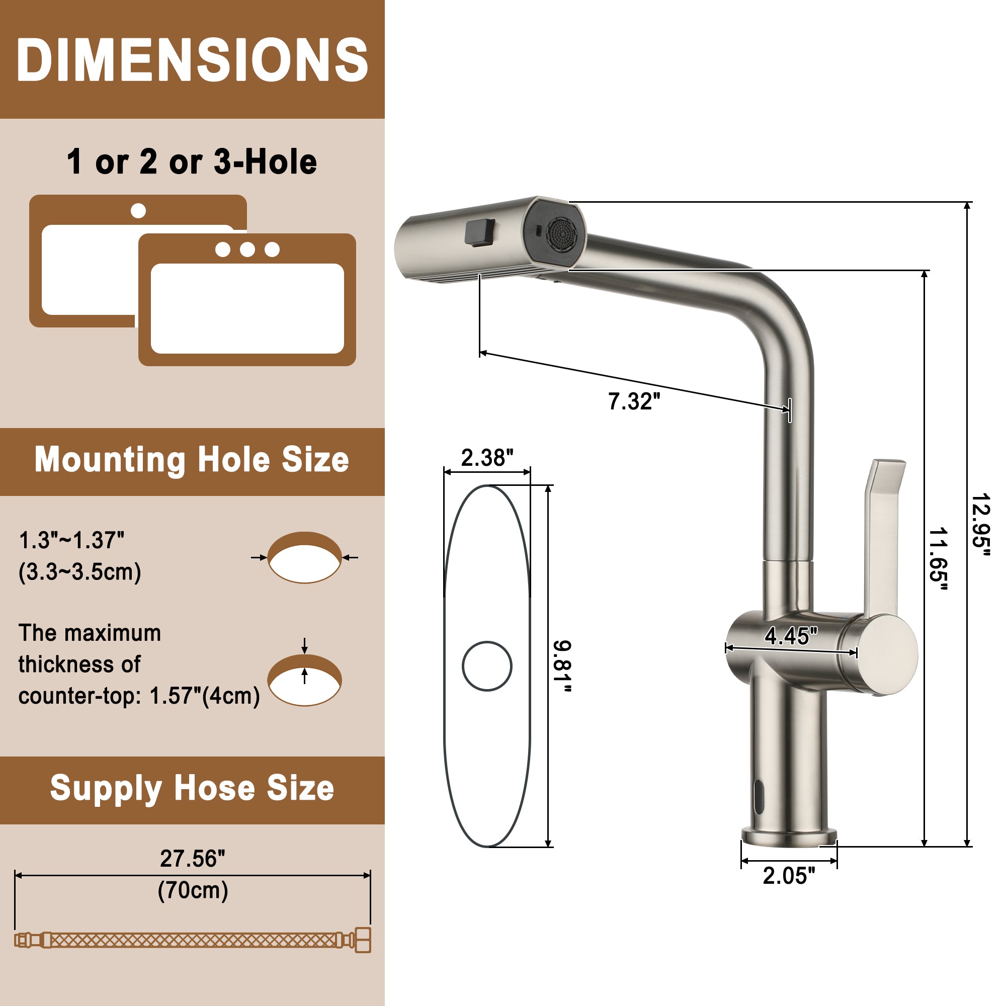 Single Handle Touchless Pull Down Sprayer Kitchen Faucet with Motion Sense Wave, Power Boost in Brushed Nickel/Brushed Gold/Matte Black/Chrome